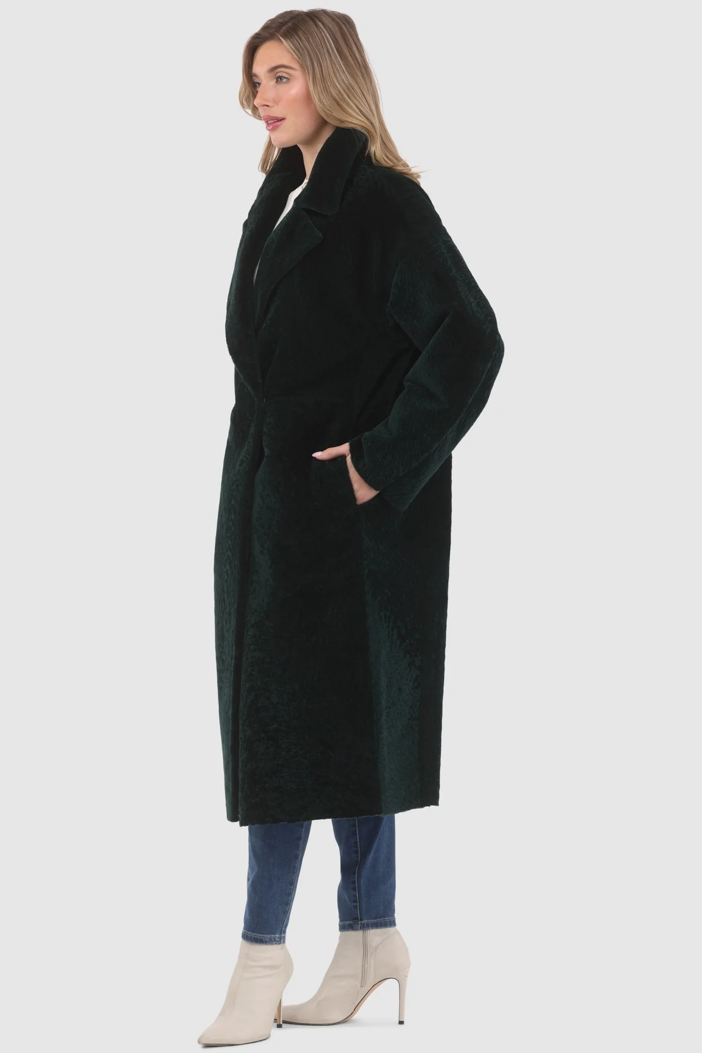 Reversible Textured Shearling Lamb Short Coat - Image 9