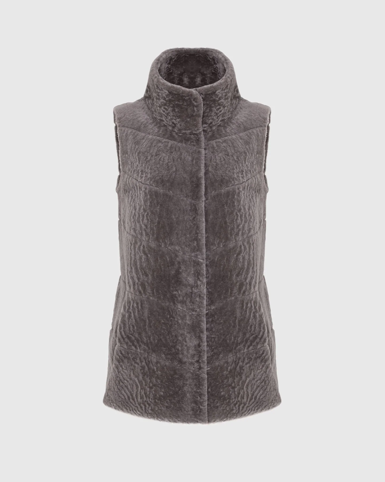 Reversible Textured Shearling Lamb Vest - Image 16