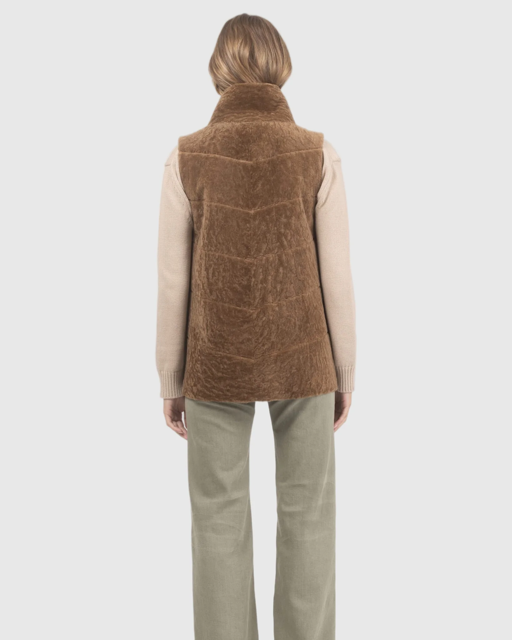 Reversible Textured Shearling Lamb Vest - Image 20