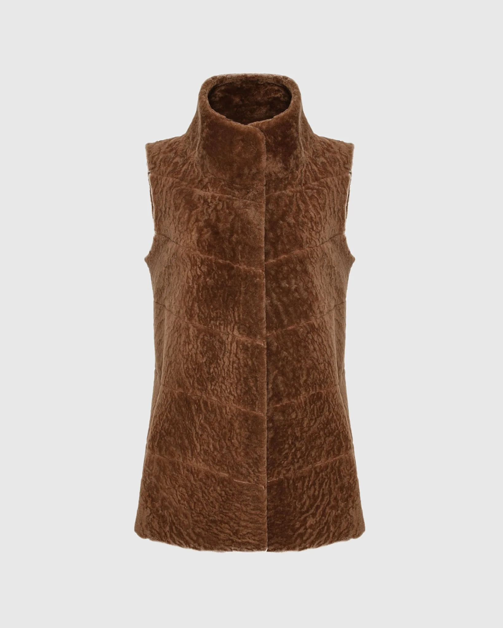 Reversible Textured Shearling Lamb Vest - Image 23