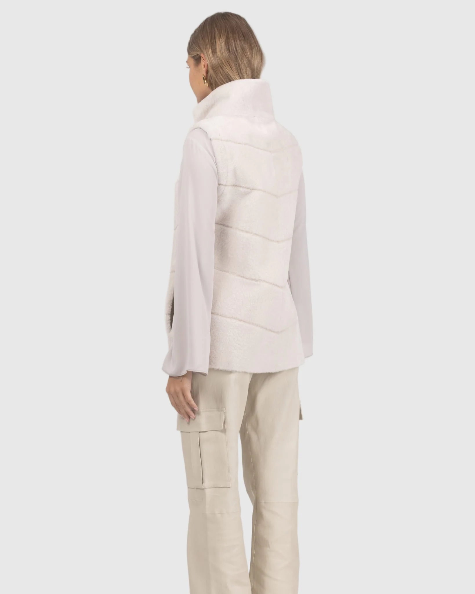 Reversible Textured Shearling Lamb Vest - Image 26
