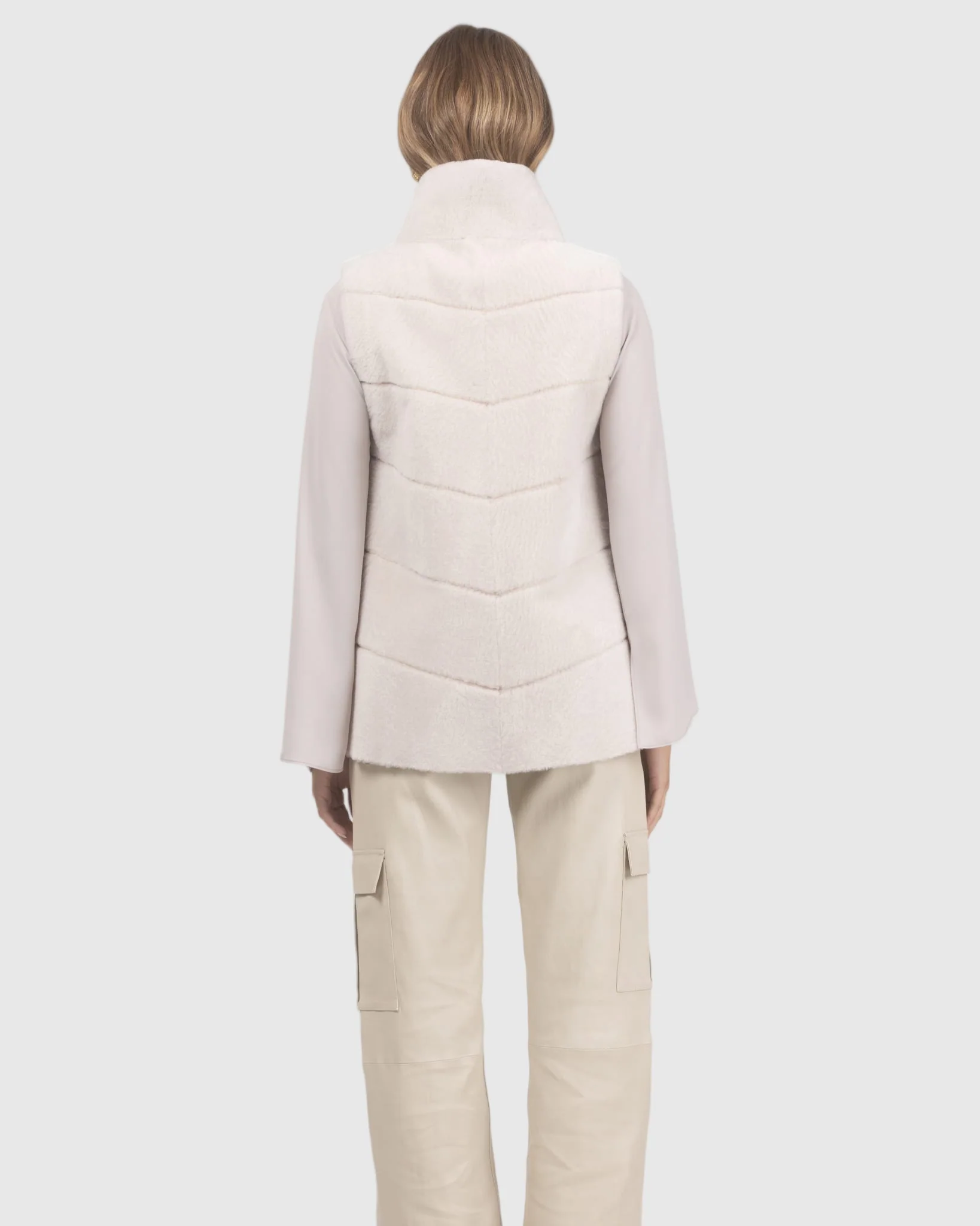 Reversible Textured Shearling Lamb Vest - Image 27