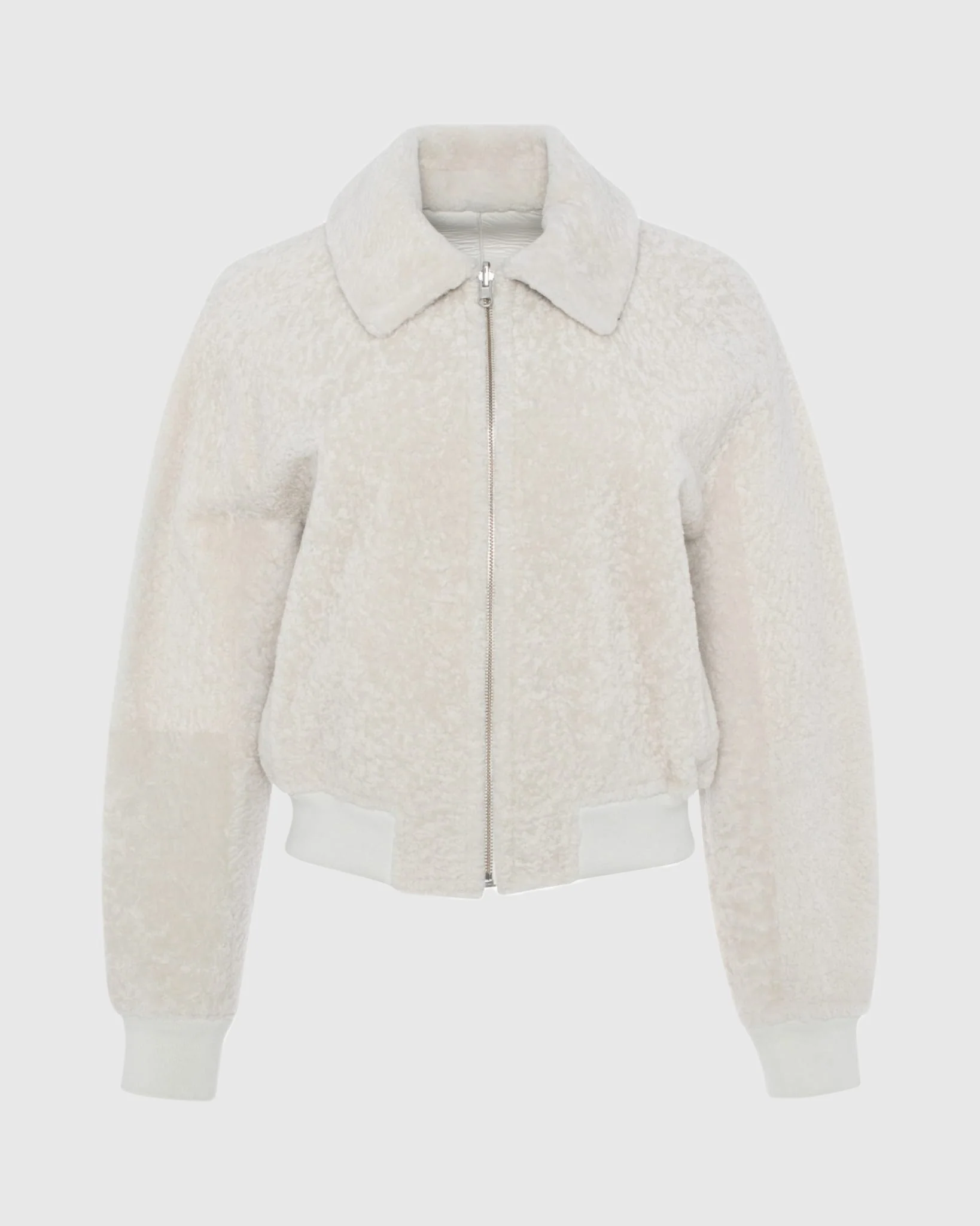Reversible Textured Shearling Lamb Zip Jacket - Image 15