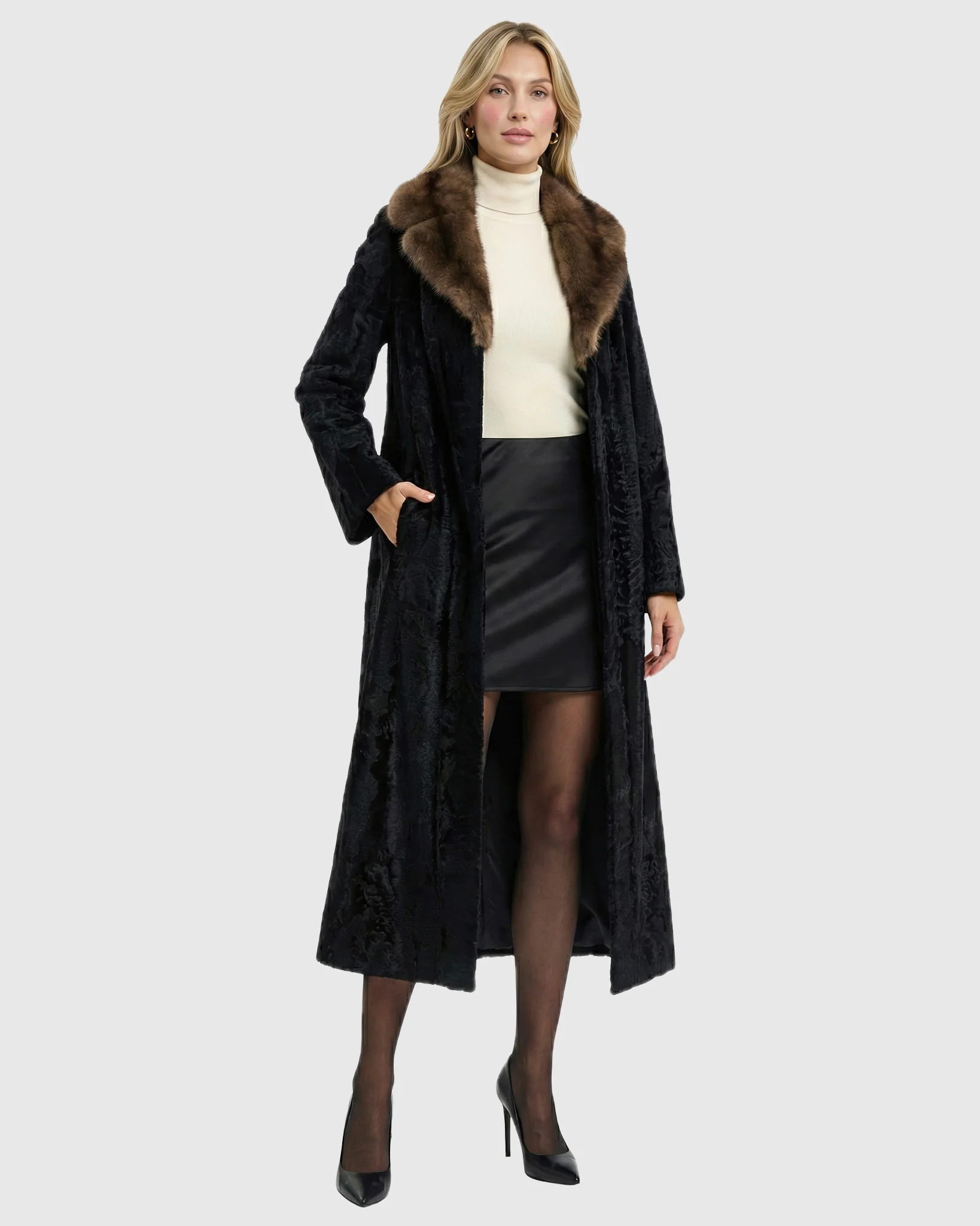 RUSSIAN BROADTAIL COAT WITH RUSSIAN SABLE COLLAR - Image 4