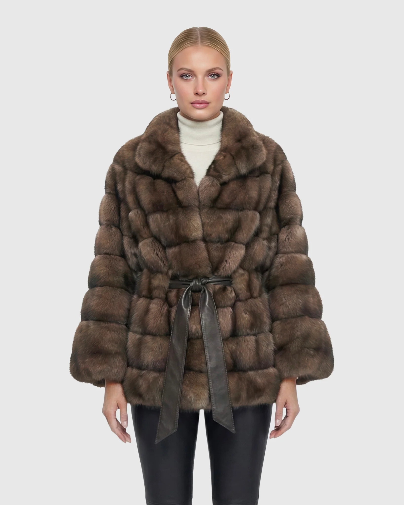 Russian Sable Jacket With Leather Belt - Image 4