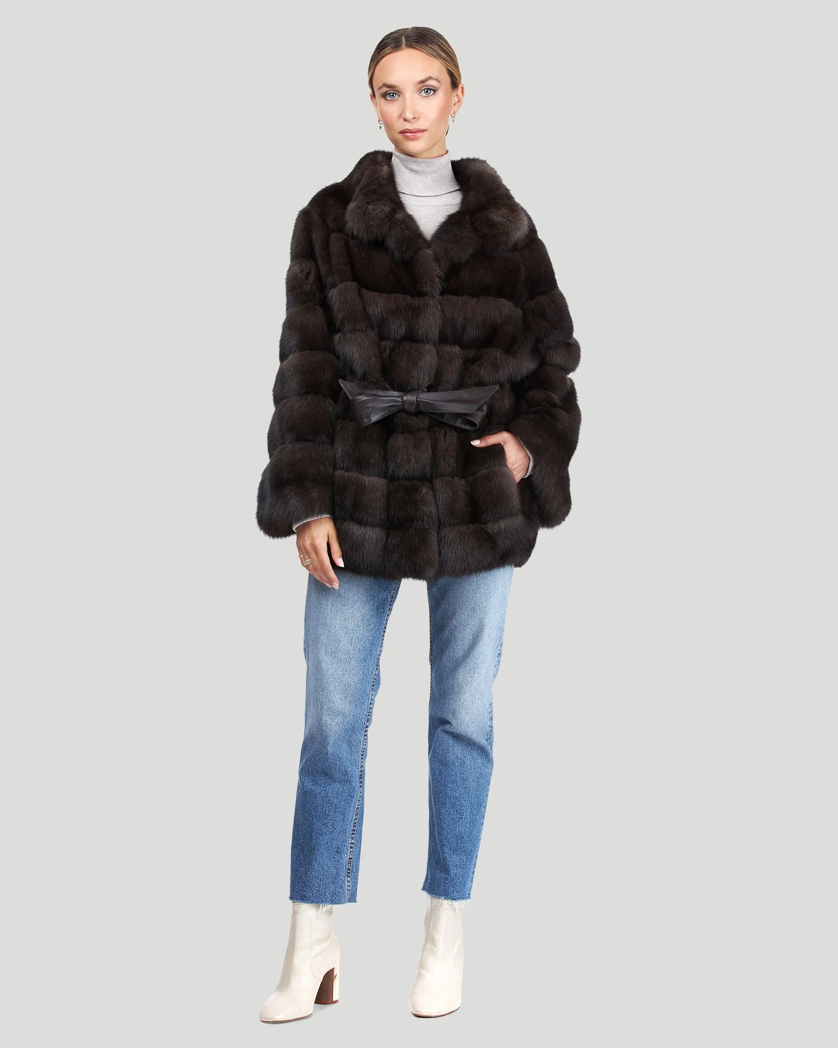 Russian Sable Jacket With Leather Belt - Image 6