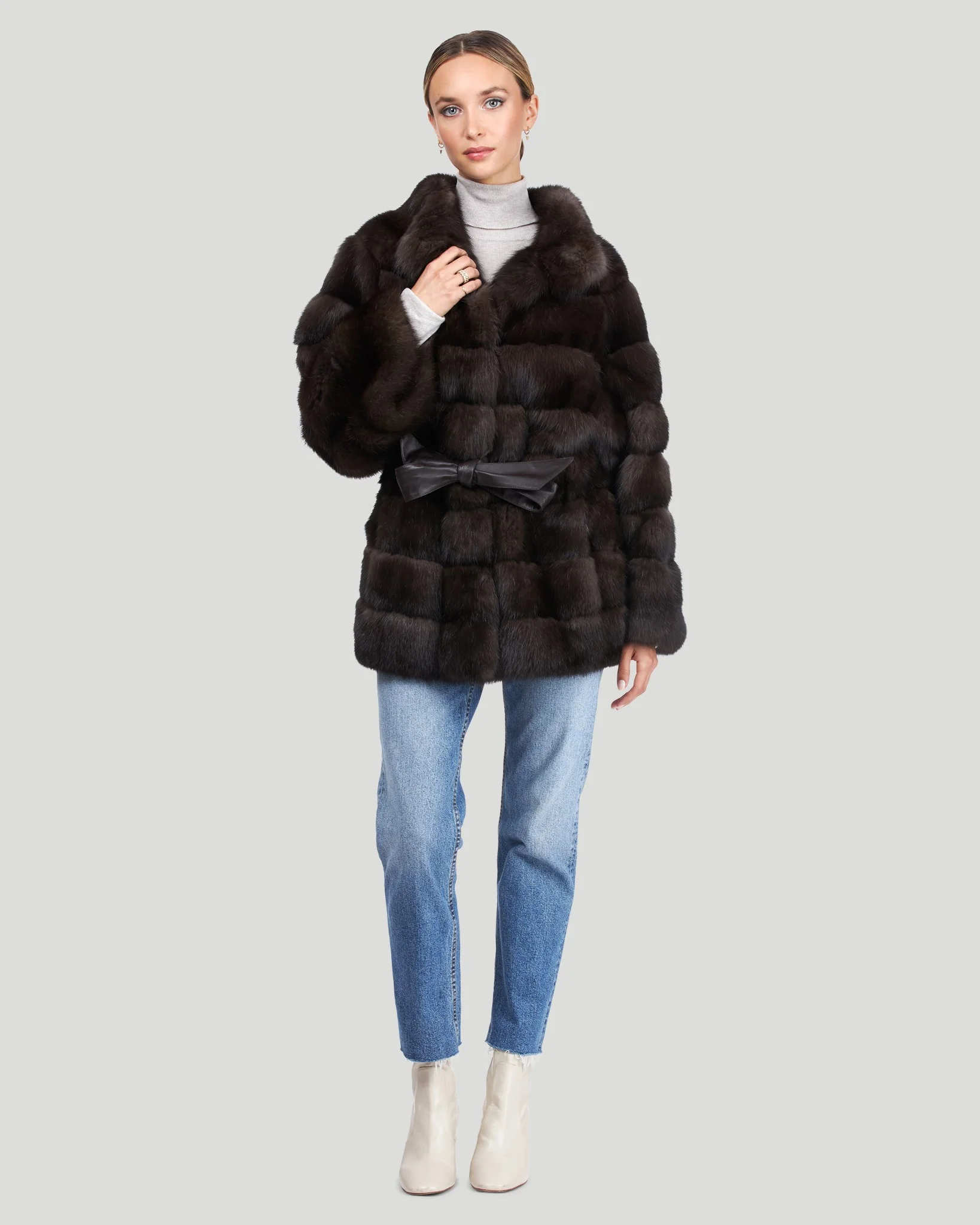 Russian Sable Jacket With Leather Belt - Image 7