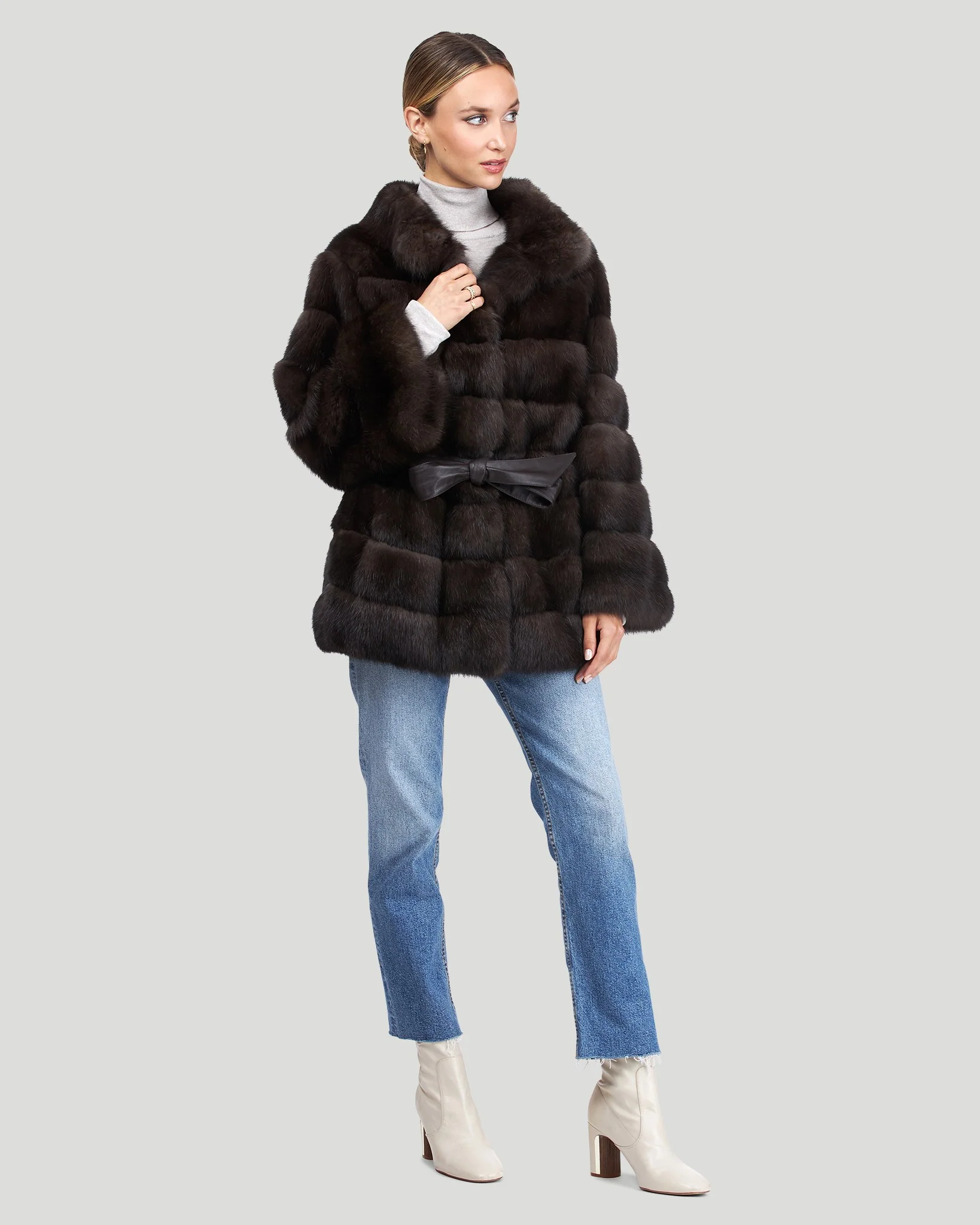 Russian Sable Jacket With Leather Belt - Image 8