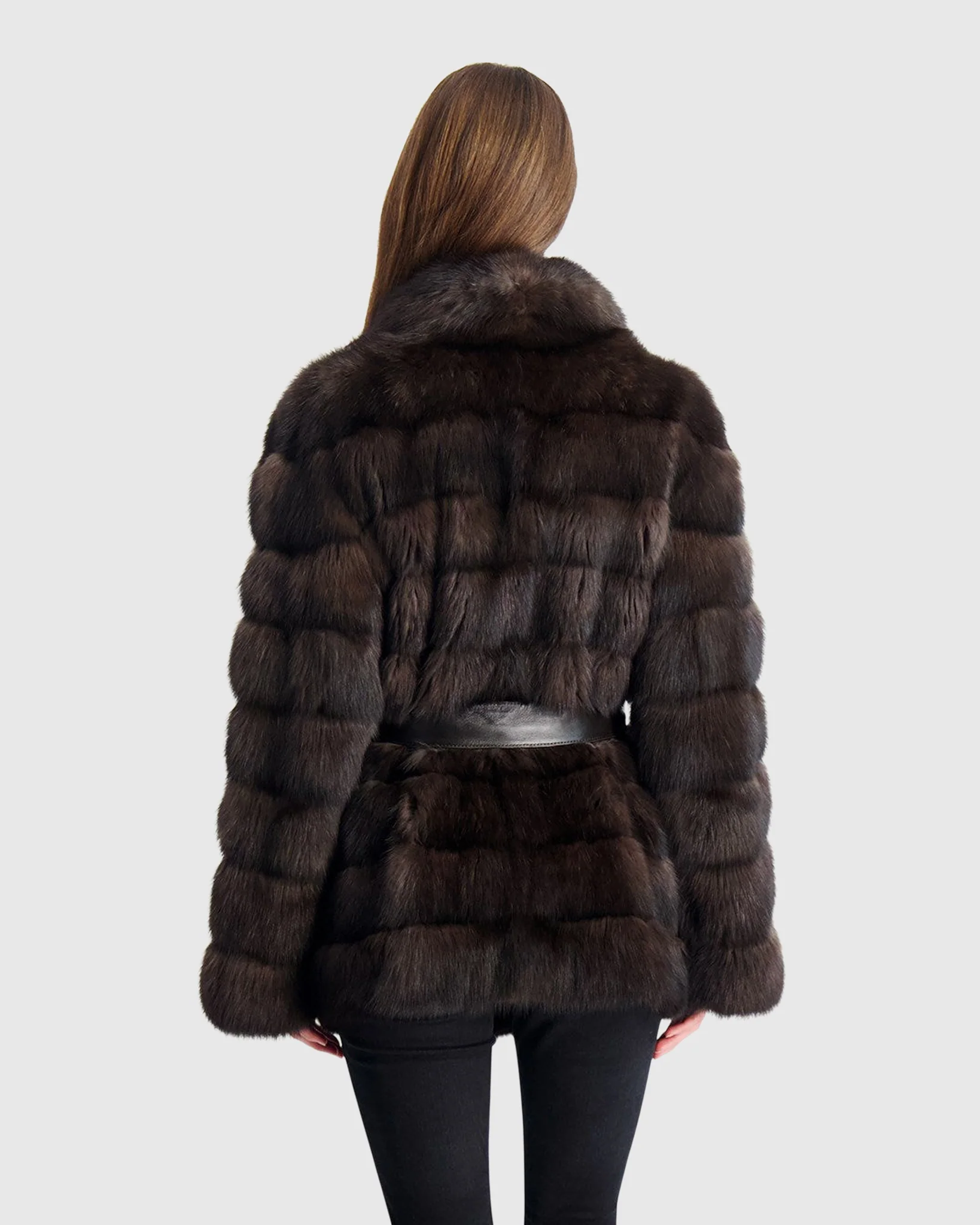 SABLE JACKET WITH LEATHER BELT - Image 10