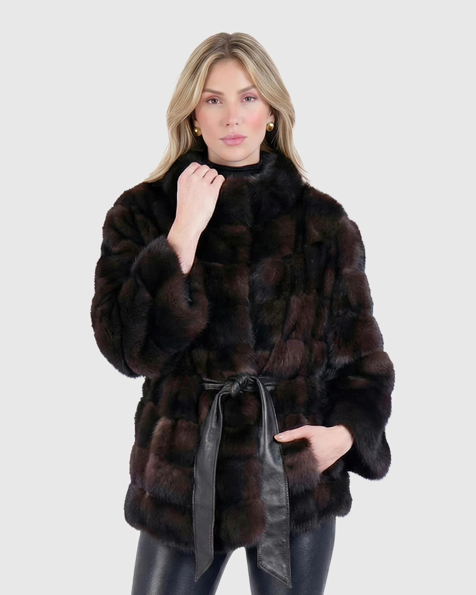 SABLE JACKET WITH STAND COLLAR