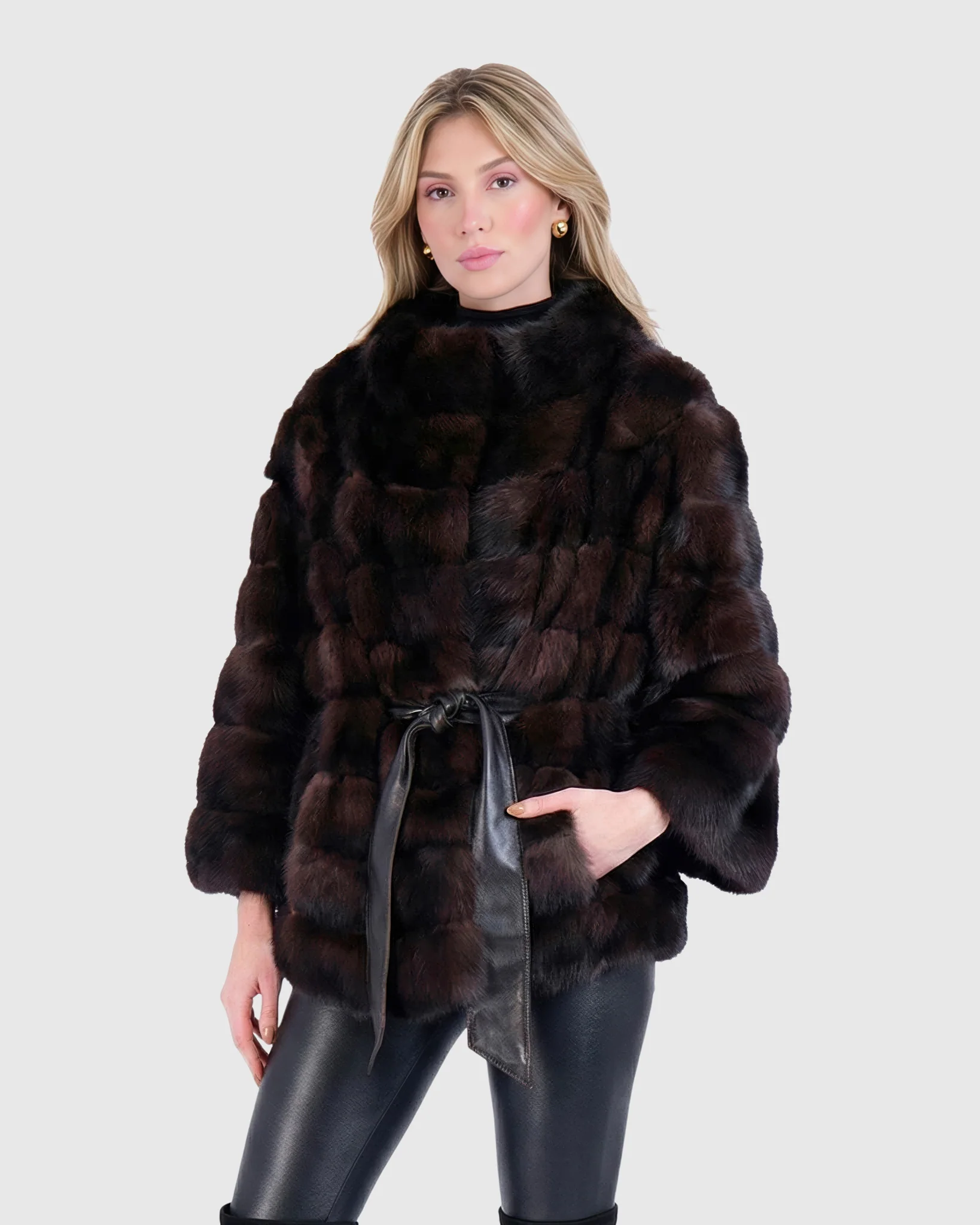 SABLE JACKET WITH STAND COLLAR - Image 2