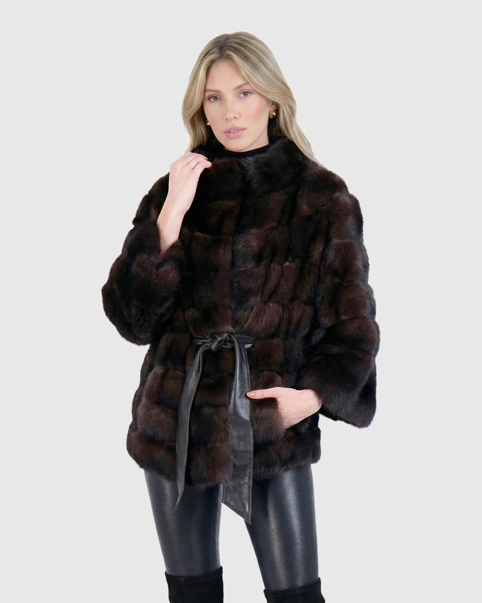 SABLE JACKET WITH STAND COLLAR - Image 3