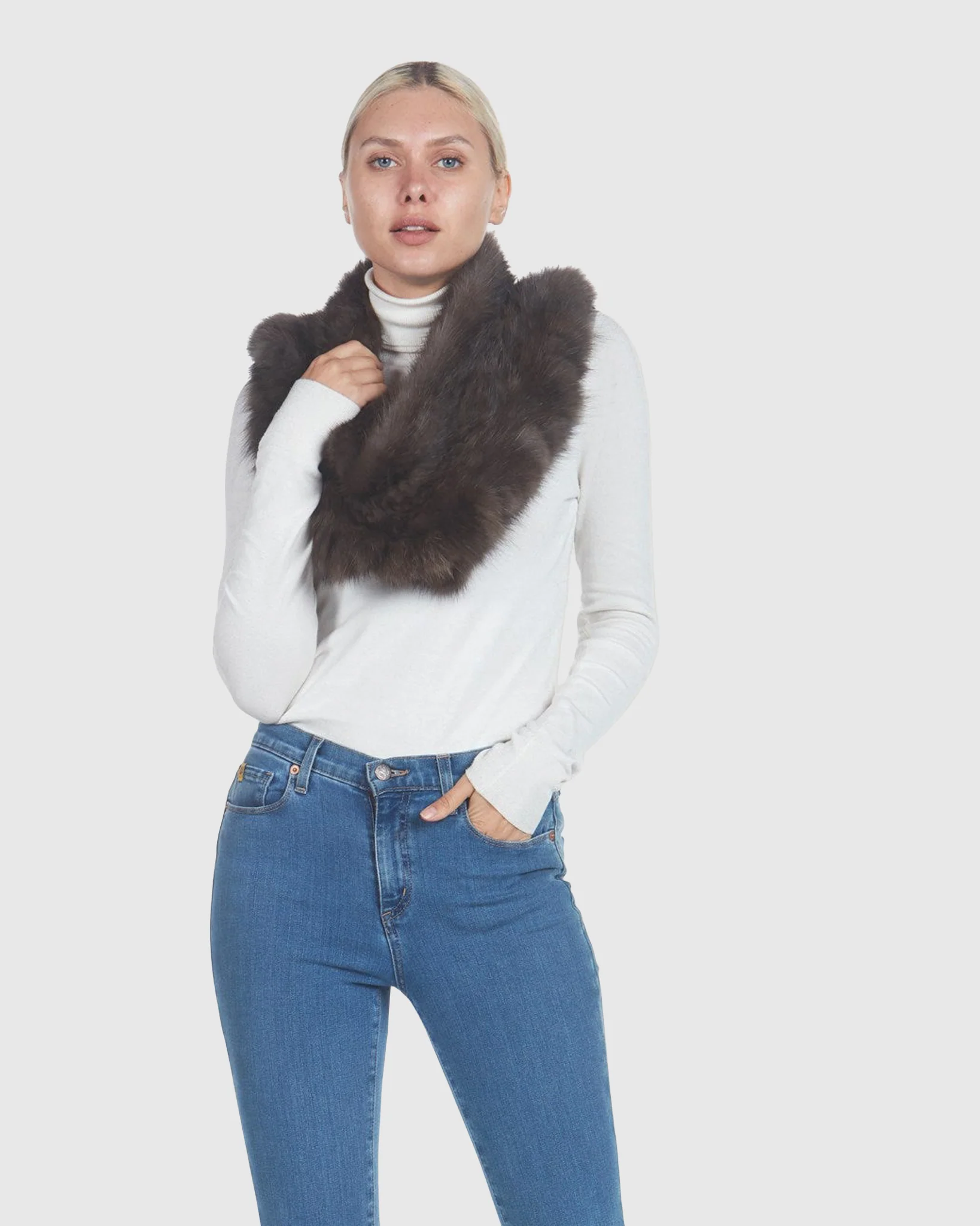 Sable Knit Infinity Ruffle Scarf - Image 2