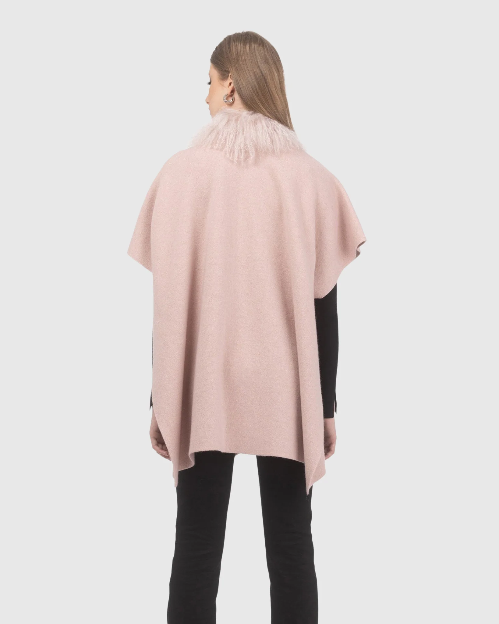 Select Cashmere And Merino Wool Blend Cape With Select Mongolian Lamb Trim - Image 10