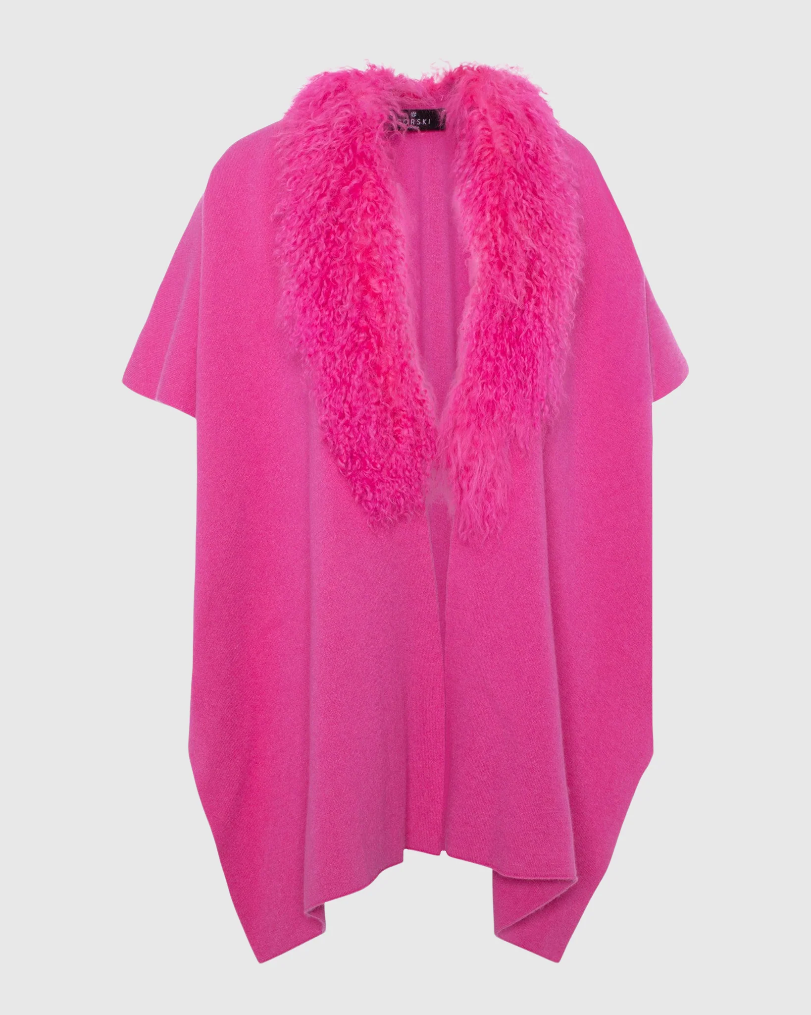 Select Cashmere And Merino Wool Blend Cape With Select Mongolian Lamb Trim - Image 6