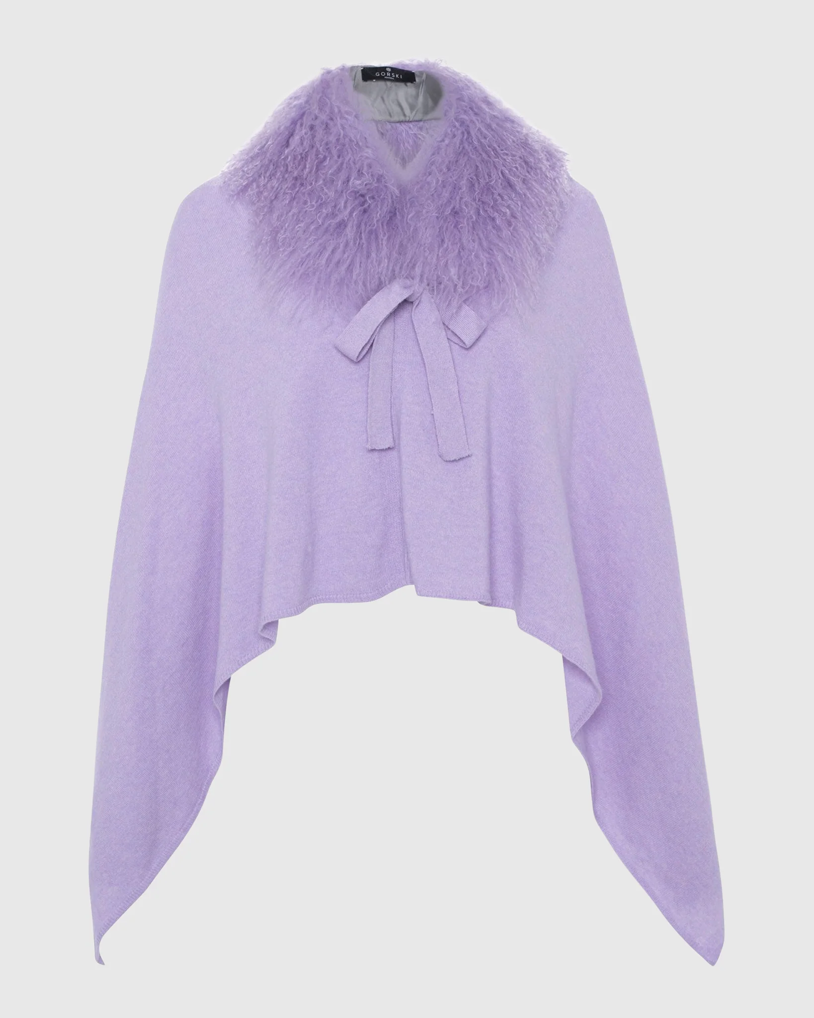 Select Cashmere And Merino Wool Blend Poncho With Select Mongolian Lamb Collar - Image 18