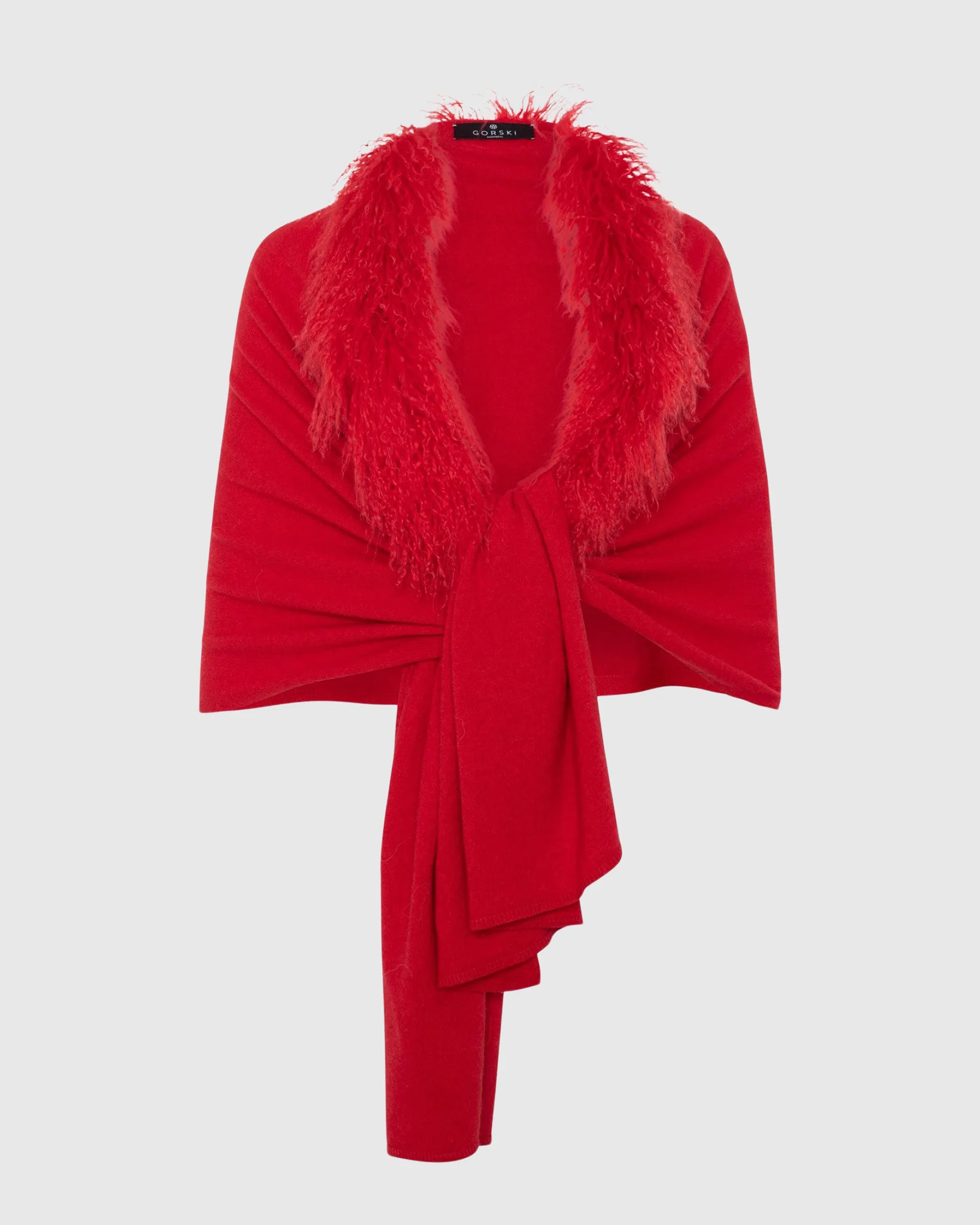 Select Cashmere And Merino Wool Blend Stole With Select Mongolian Lamb Trim - Image 5