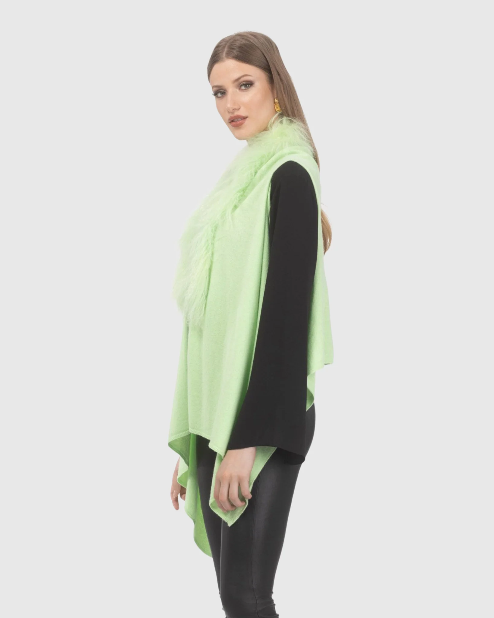 Select Cashmere And Merino Wool Blend Vest With Select Mongolian Lamb Trim - Image 10