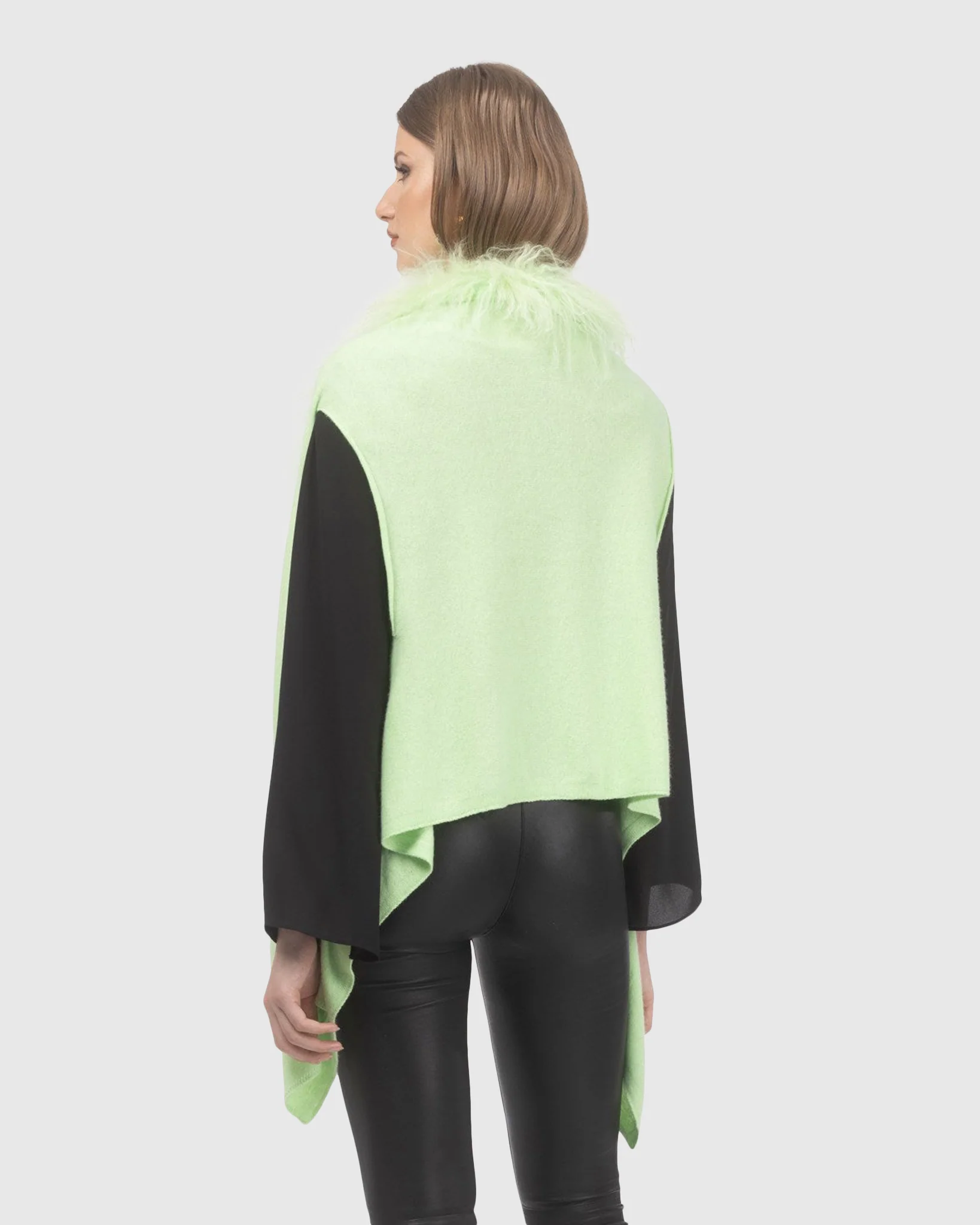 Select Cashmere And Merino Wool Blend Vest With Select Mongolian Lamb Trim - Image 12