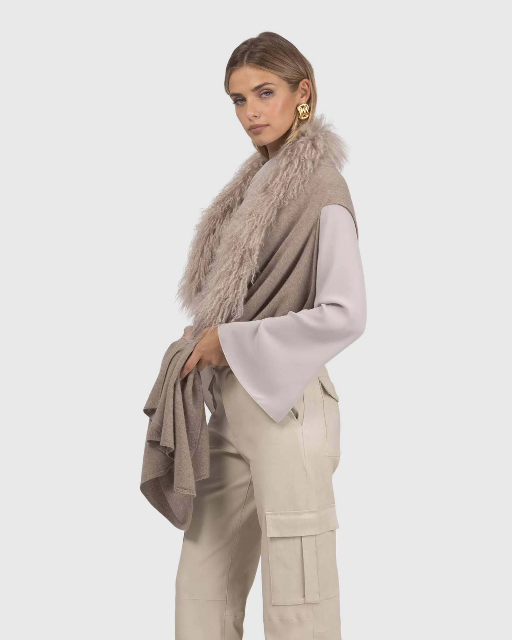 Select Cashmere And Merino Wool Blend Vest With Select Mongolian Lamb Trim - Image 18