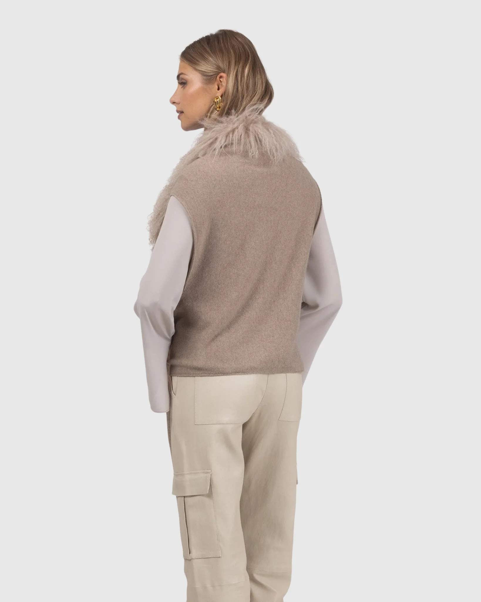Select Cashmere And Merino Wool Blend Vest With Select Mongolian Lamb Trim - Image 19