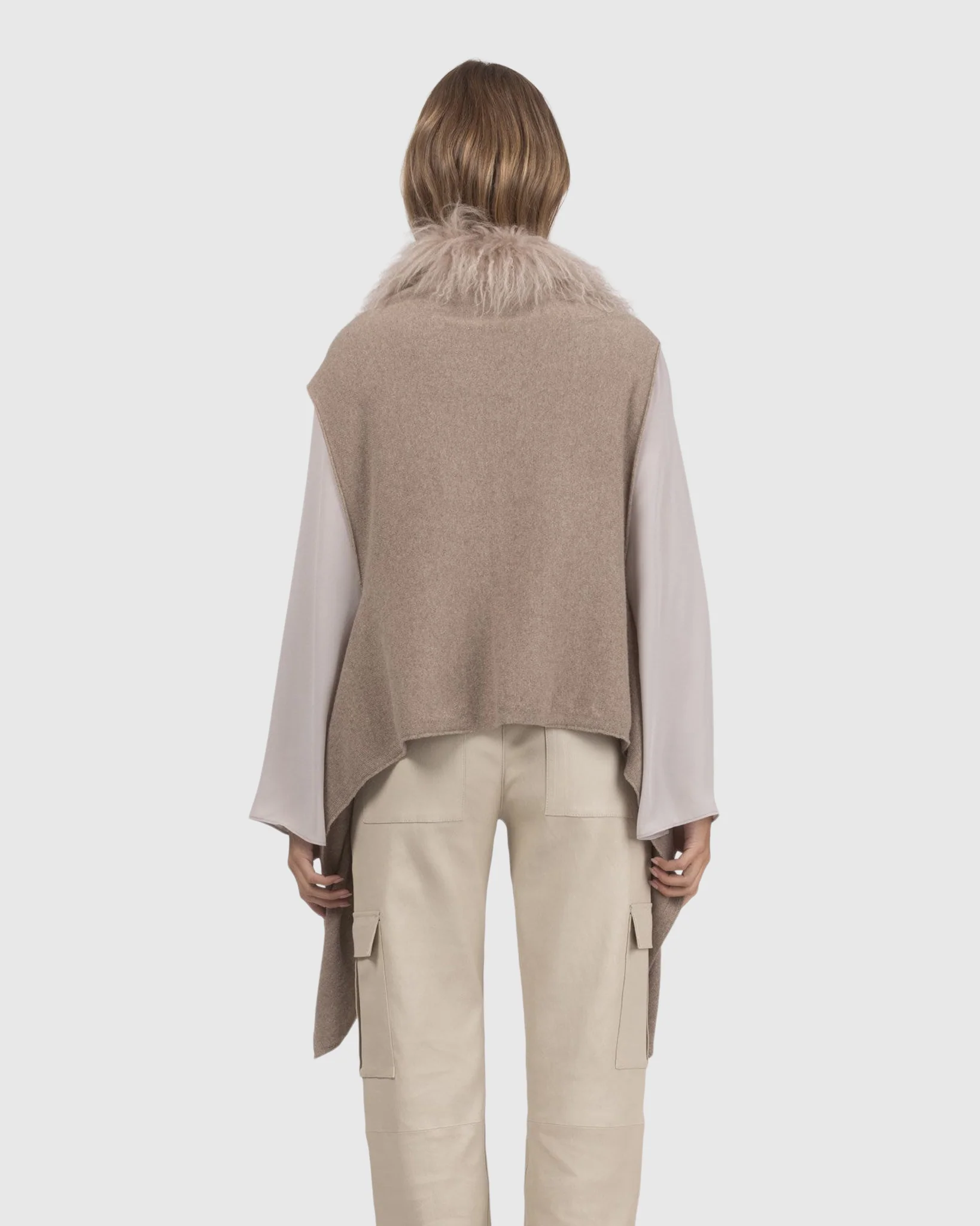 Select Cashmere And Merino Wool Blend Vest With Select Mongolian Lamb Trim - Image 20