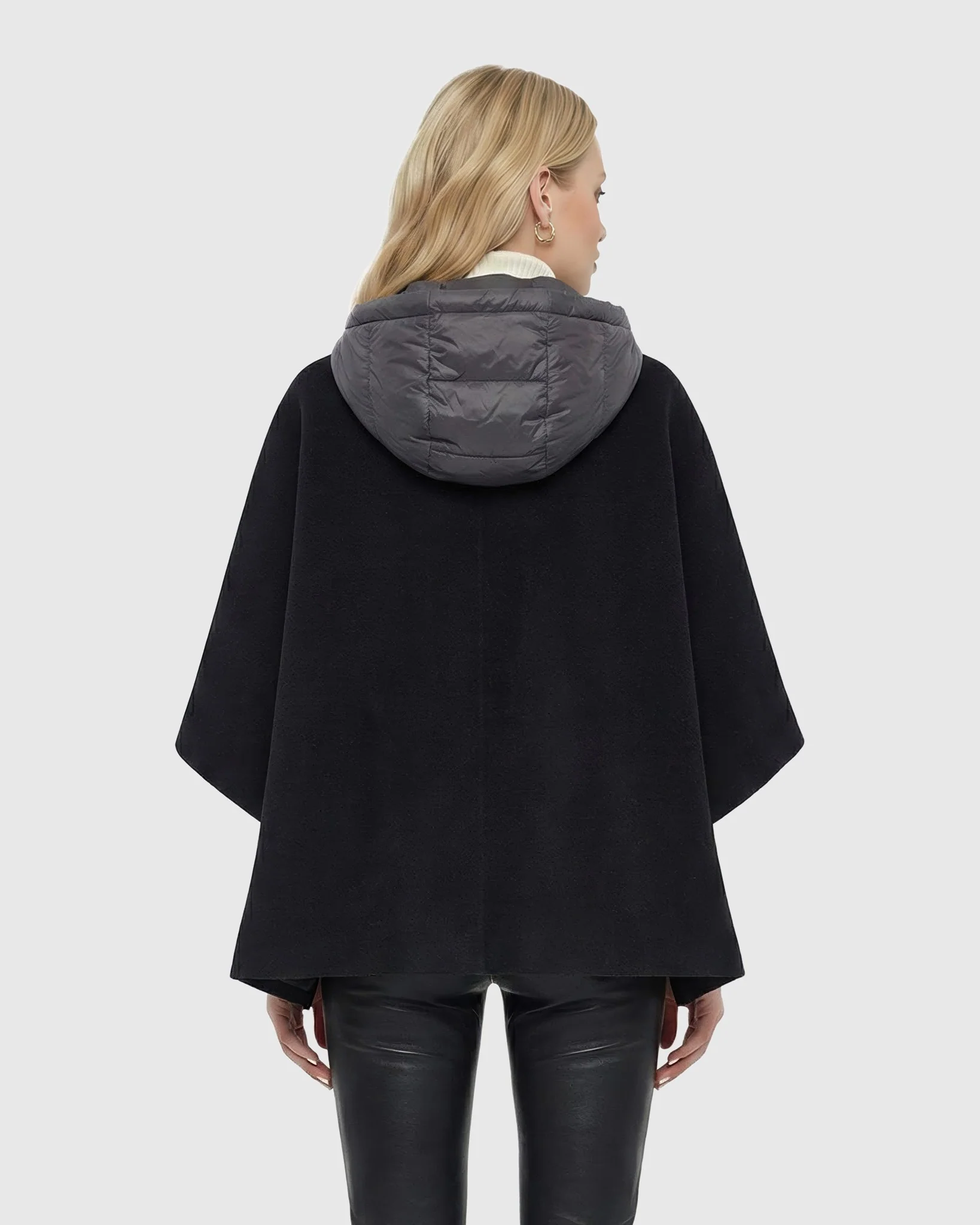 Select Cashmere And Wool Blend Cape With Down Filled Hood - Image 13