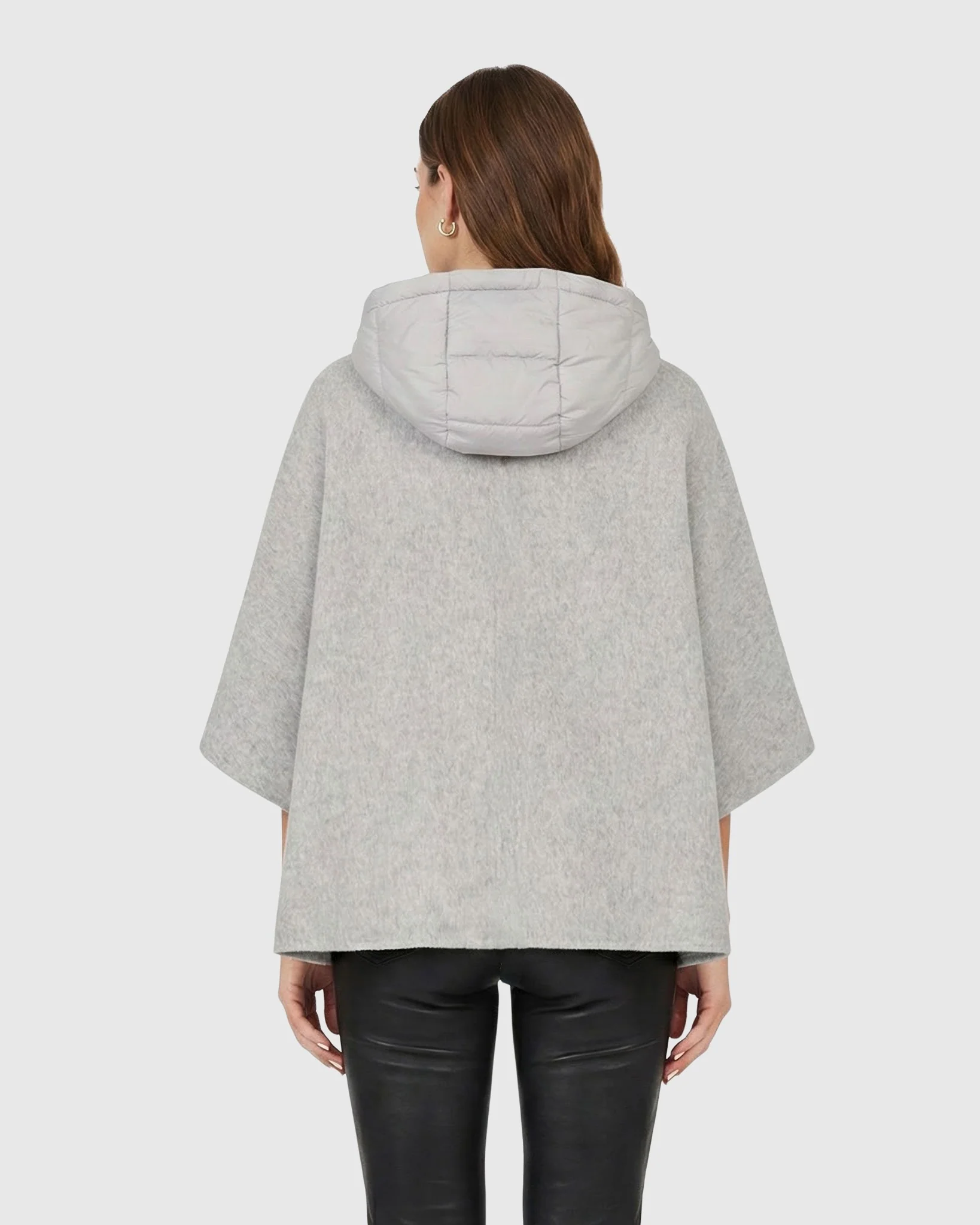 Select Cashmere And Wool Blend Cape With Down Filled Hood - Image 8