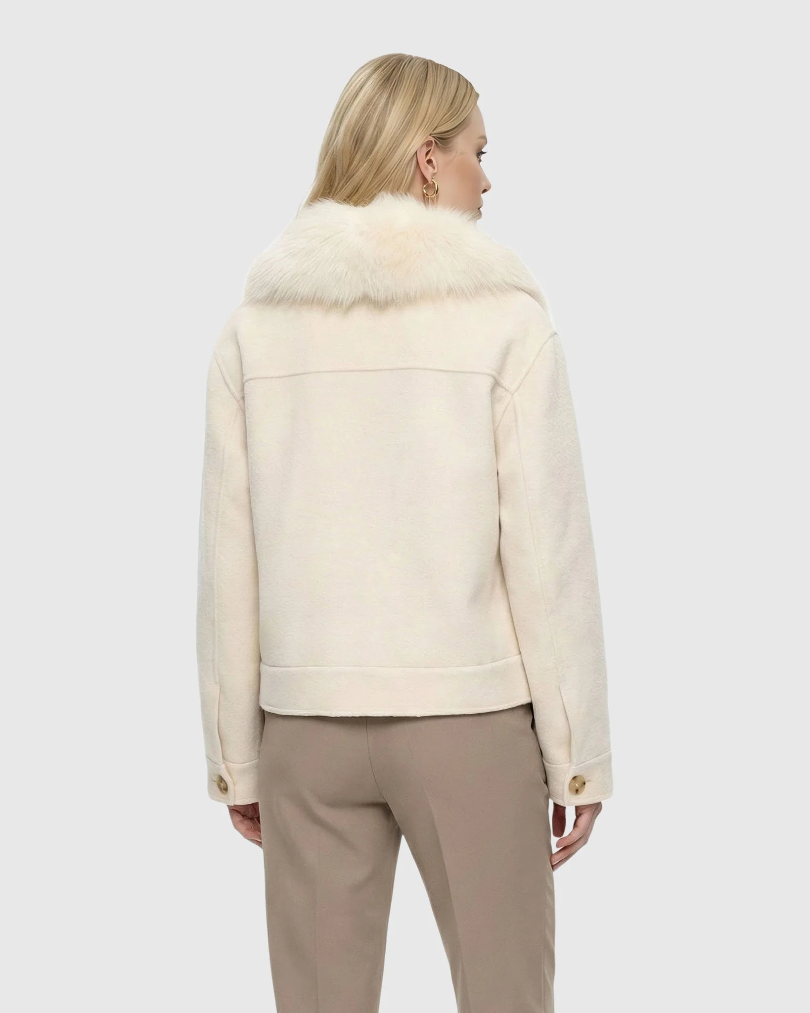 SELECT CASHMERE AND WOOL BLEND JACKET WITH DETACHABLE SELECT GOAT COLLAR - Image 10