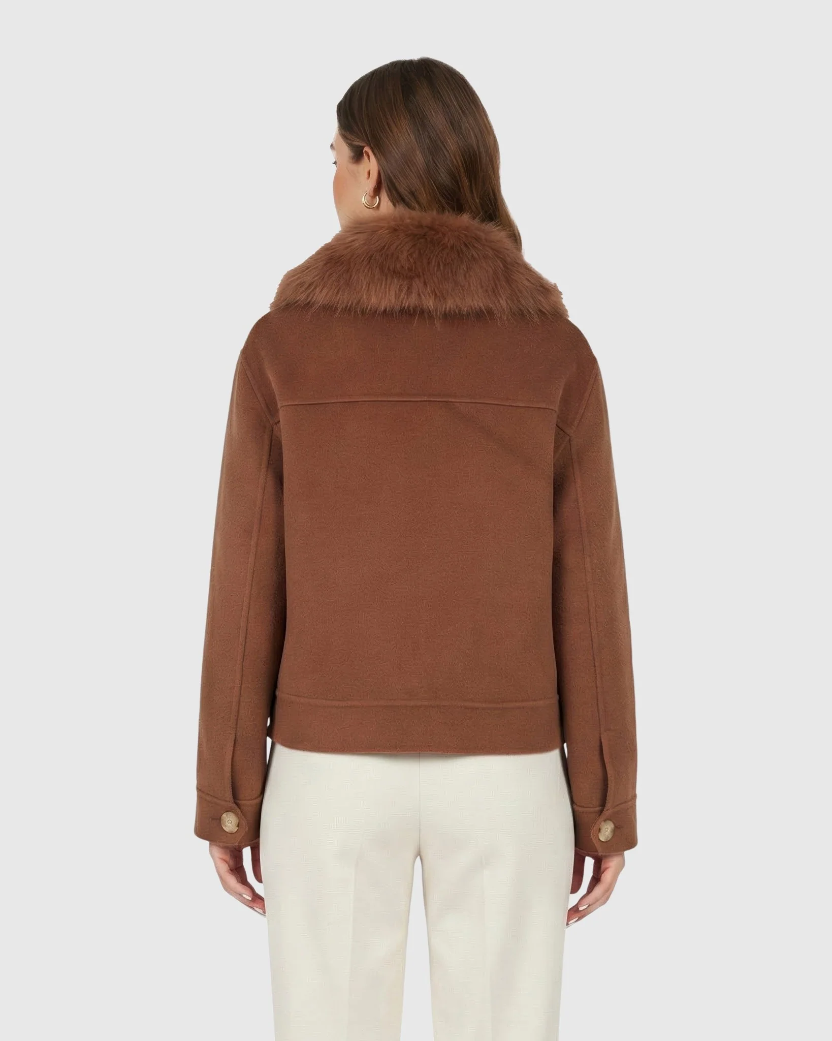 SELECT CASHMERE AND WOOL BLEND JACKET WITH DETACHABLE SELECT GOAT COLLAR - Image 4