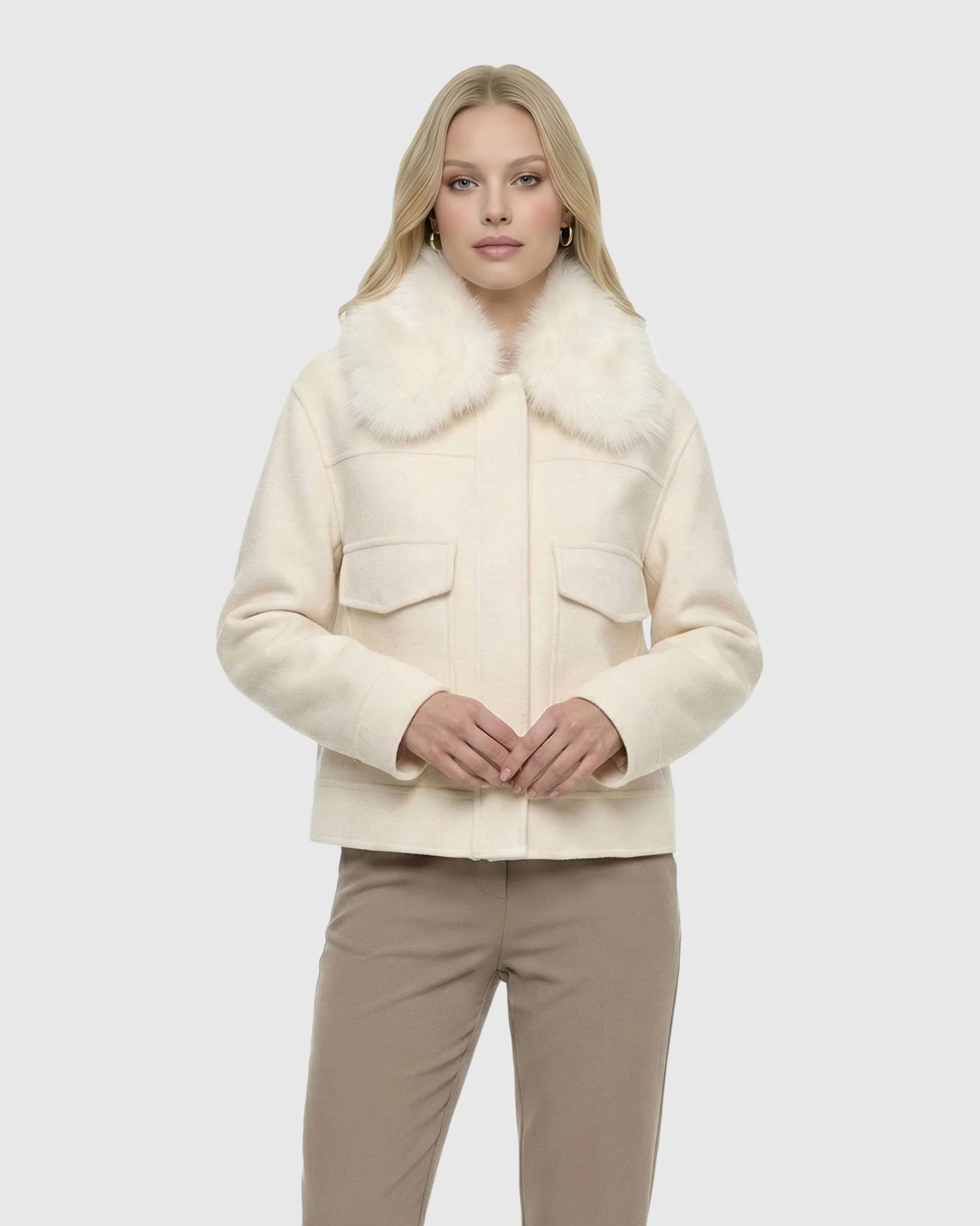 SELECT CASHMERE AND WOOL BLEND JACKET WITH DETACHABLE SELECT GOAT COLLAR - Image 7