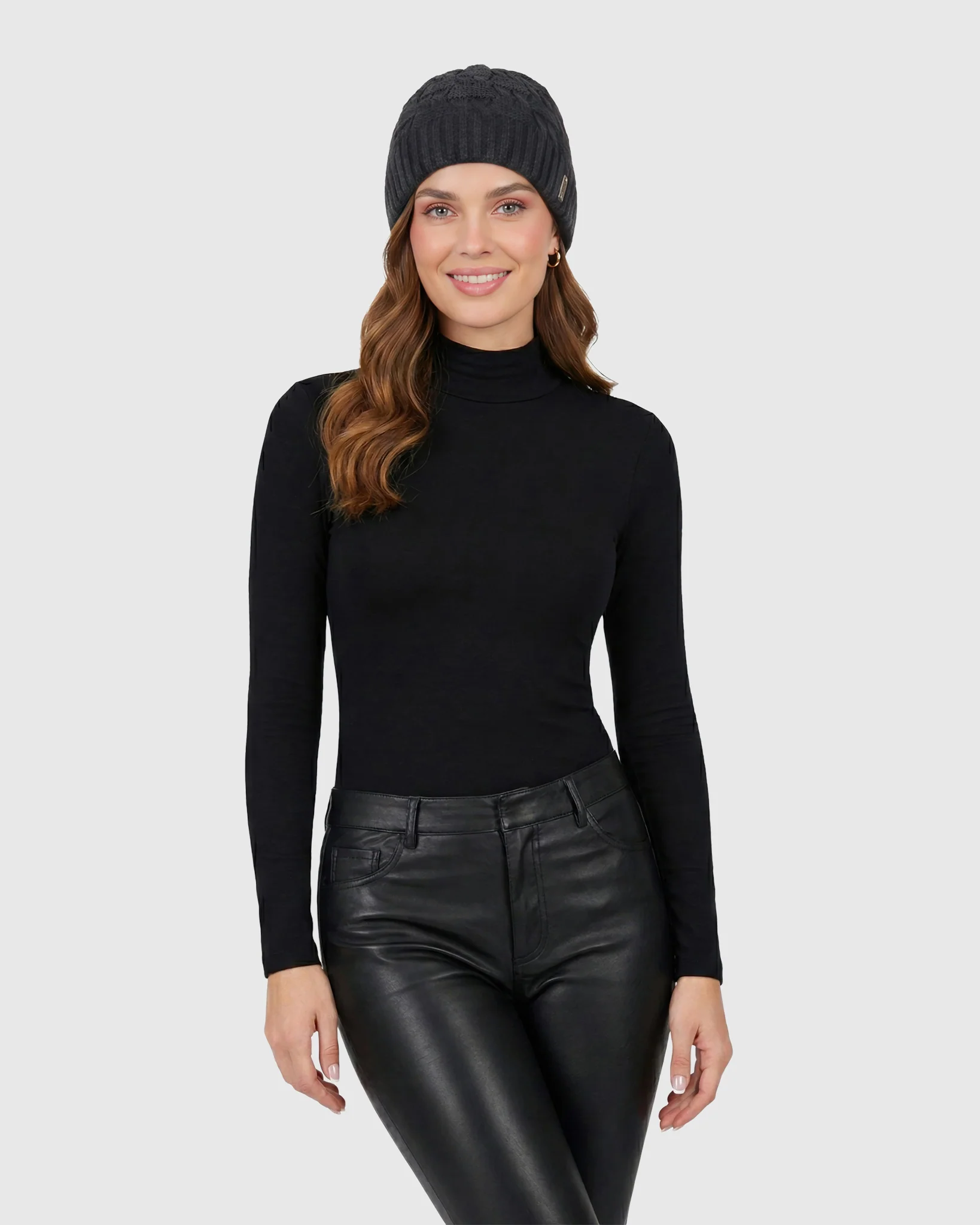 SELECT CASHMERE CABLE KNIT BEANIE HAT