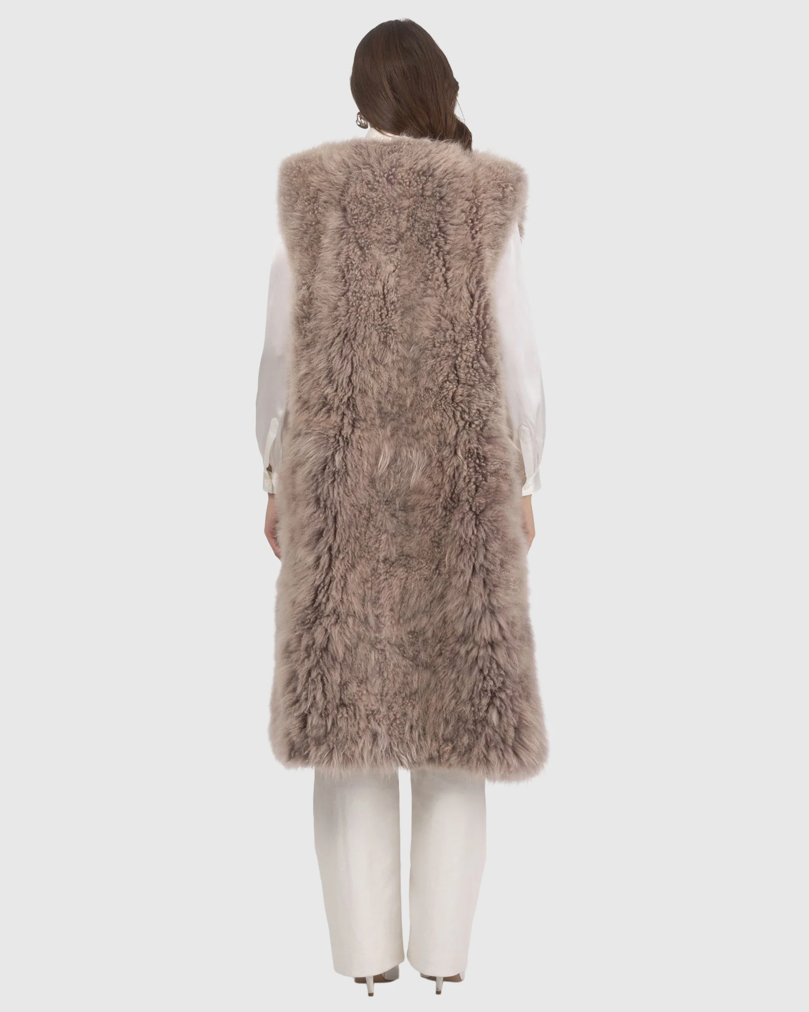 Select Cashmere Goat Collarless Long Vest - Image 13