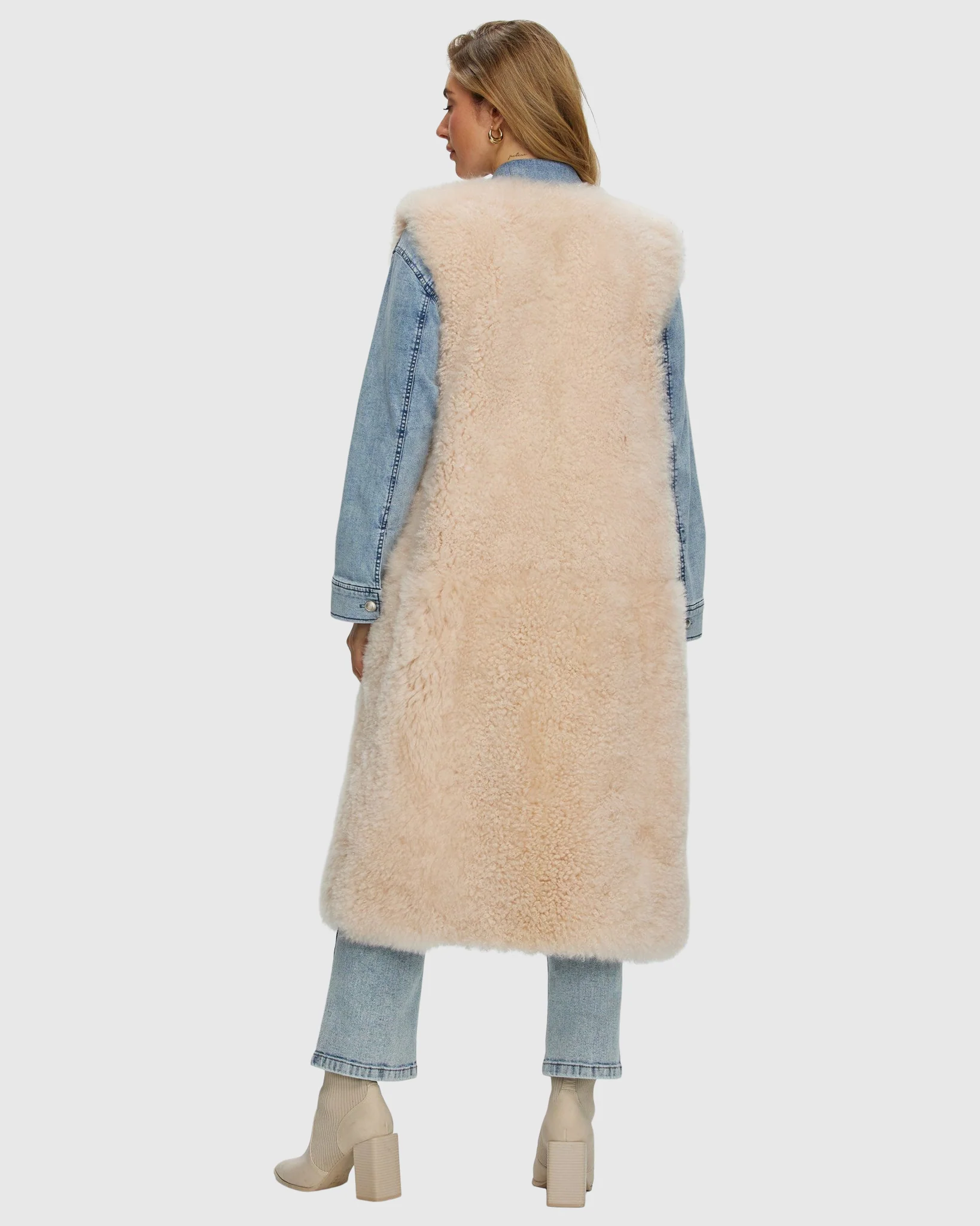 Select Cashmere Goat Collarless Long Vest - Image 7