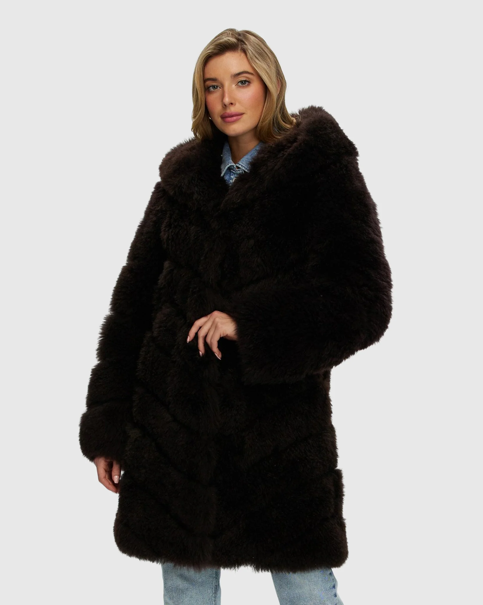 Select Cashmere Goat Diagonal Jacket, Hood - Image 2