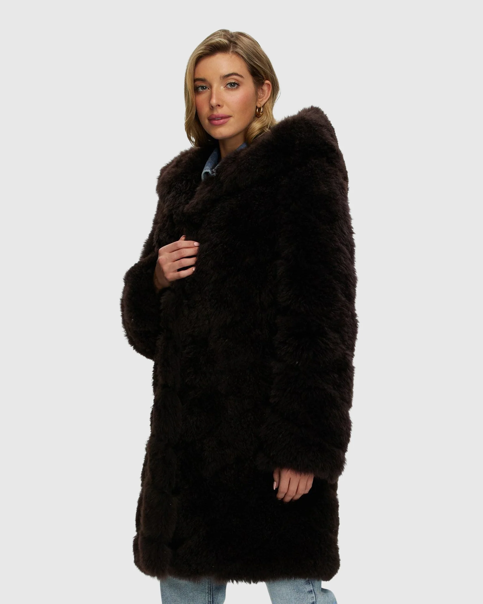 Select Cashmere Goat Diagonal Jacket, Hood - Image 3