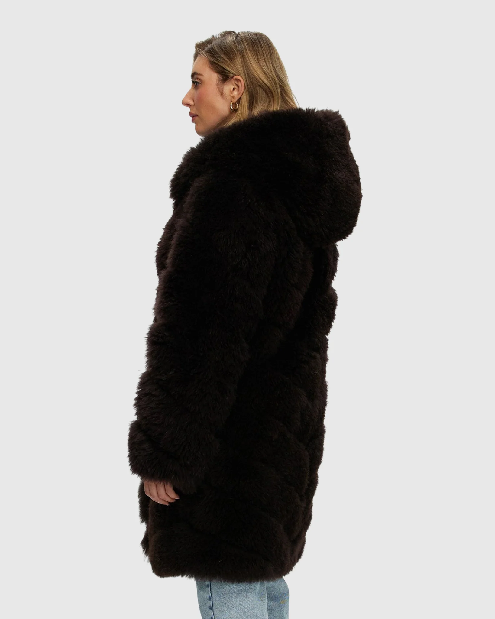 Select Cashmere Goat Diagonal Jacket, Hood - Image 4