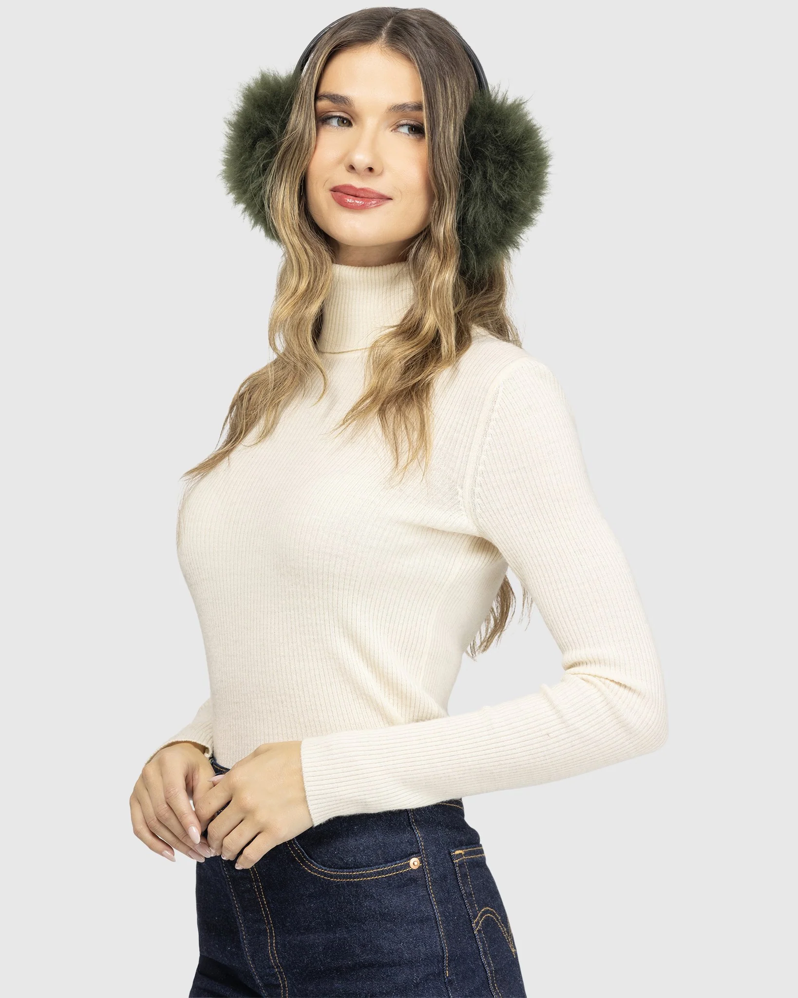 SELECT CASHMERE GOAT EARMUFFS WITH LEATHER FRAME - Image 4