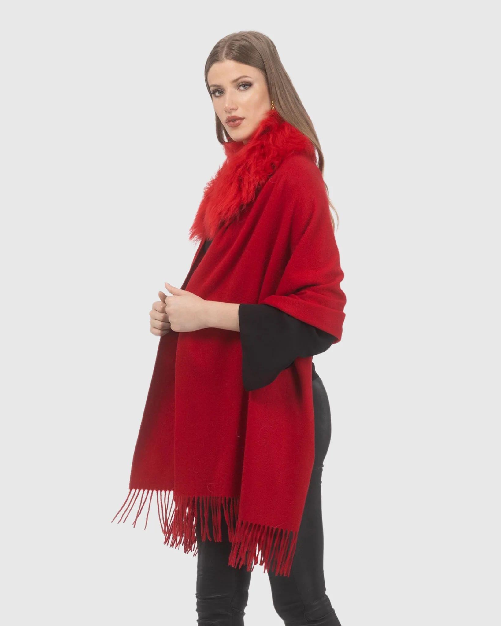 SELECT CASHMERE STOLE WITH SELECT LAMB COLLAR - Image 43