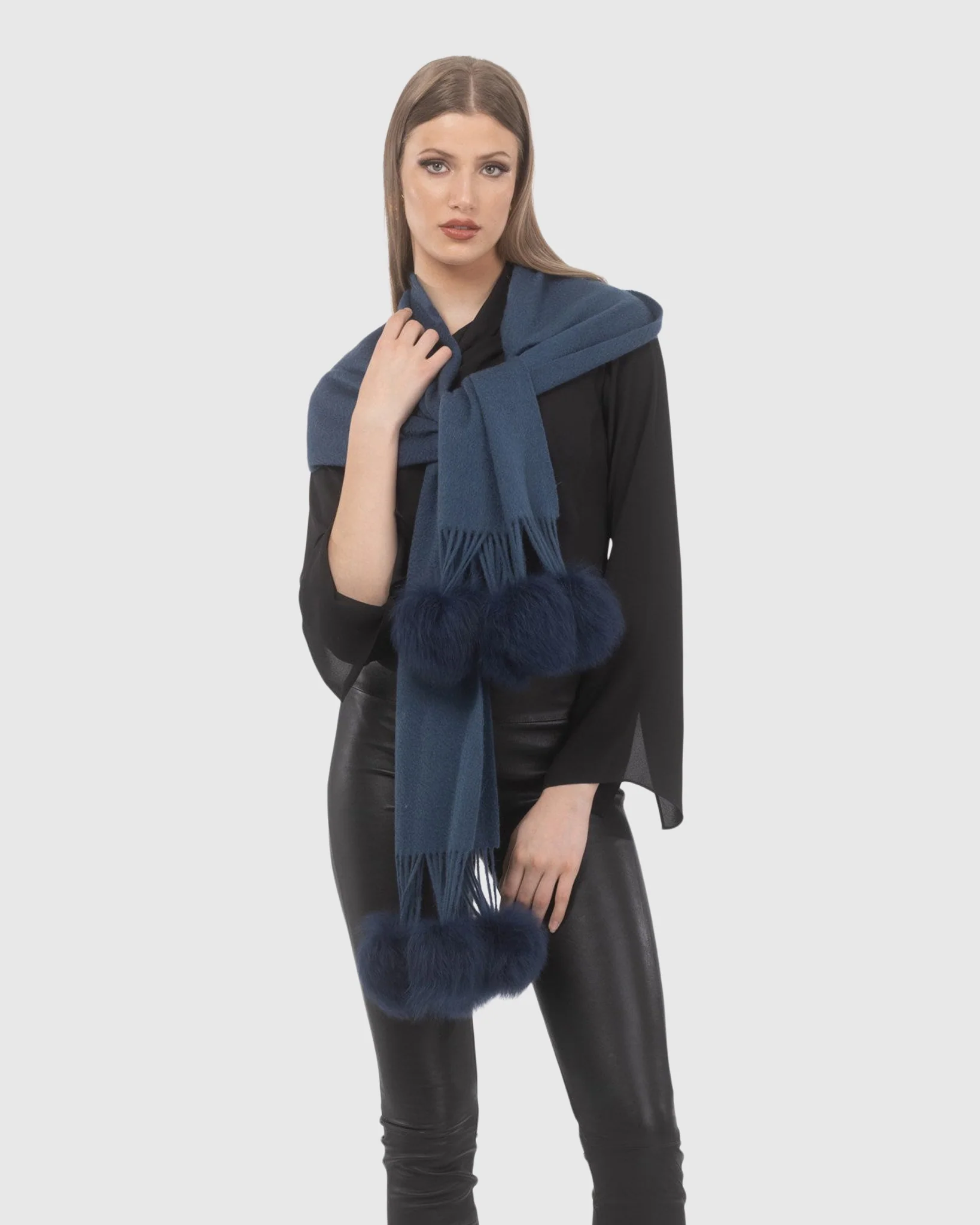 SELECT CASHMERE STOLE WITH SELECT LAMB POMPOMS - Image 20