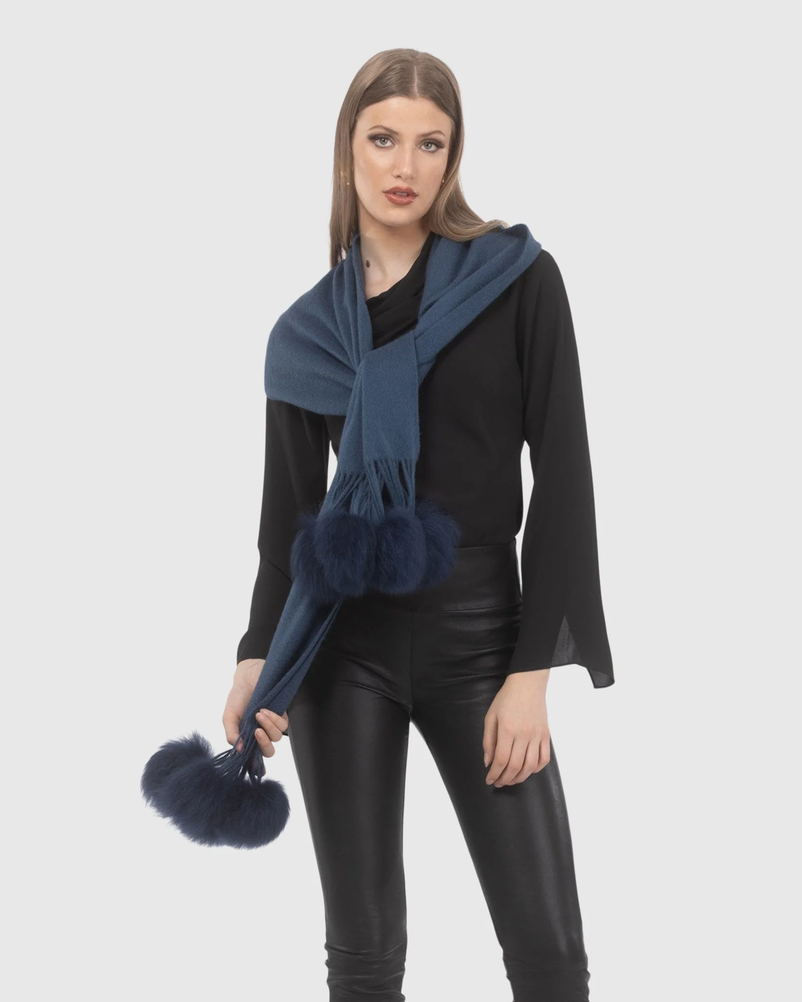SELECT CASHMERE STOLE WITH SELECT LAMB POMPOMS - Image 21
