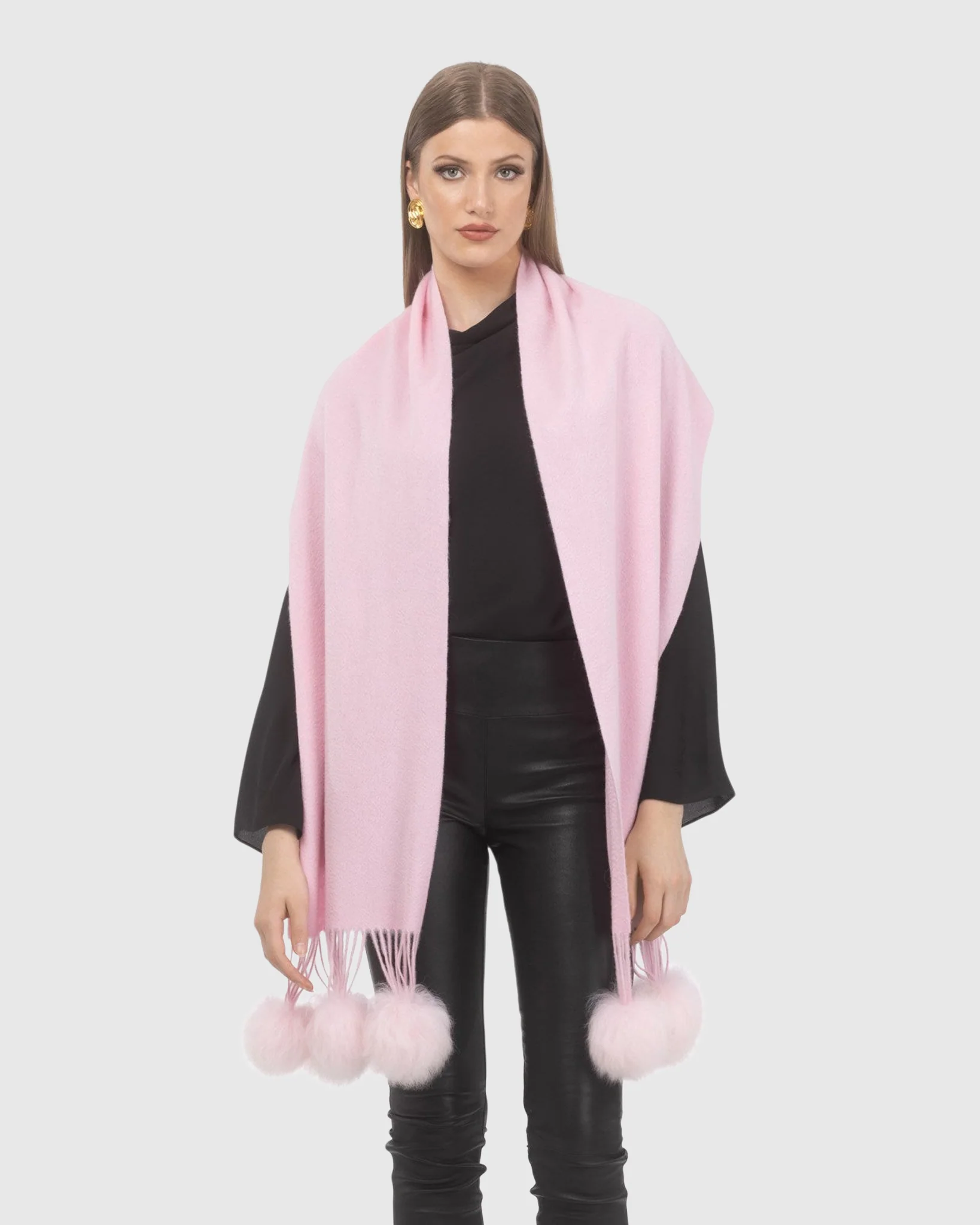 SELECT CASHMERE STOLE WITH SELECT LAMB POMPOMS - Image 28