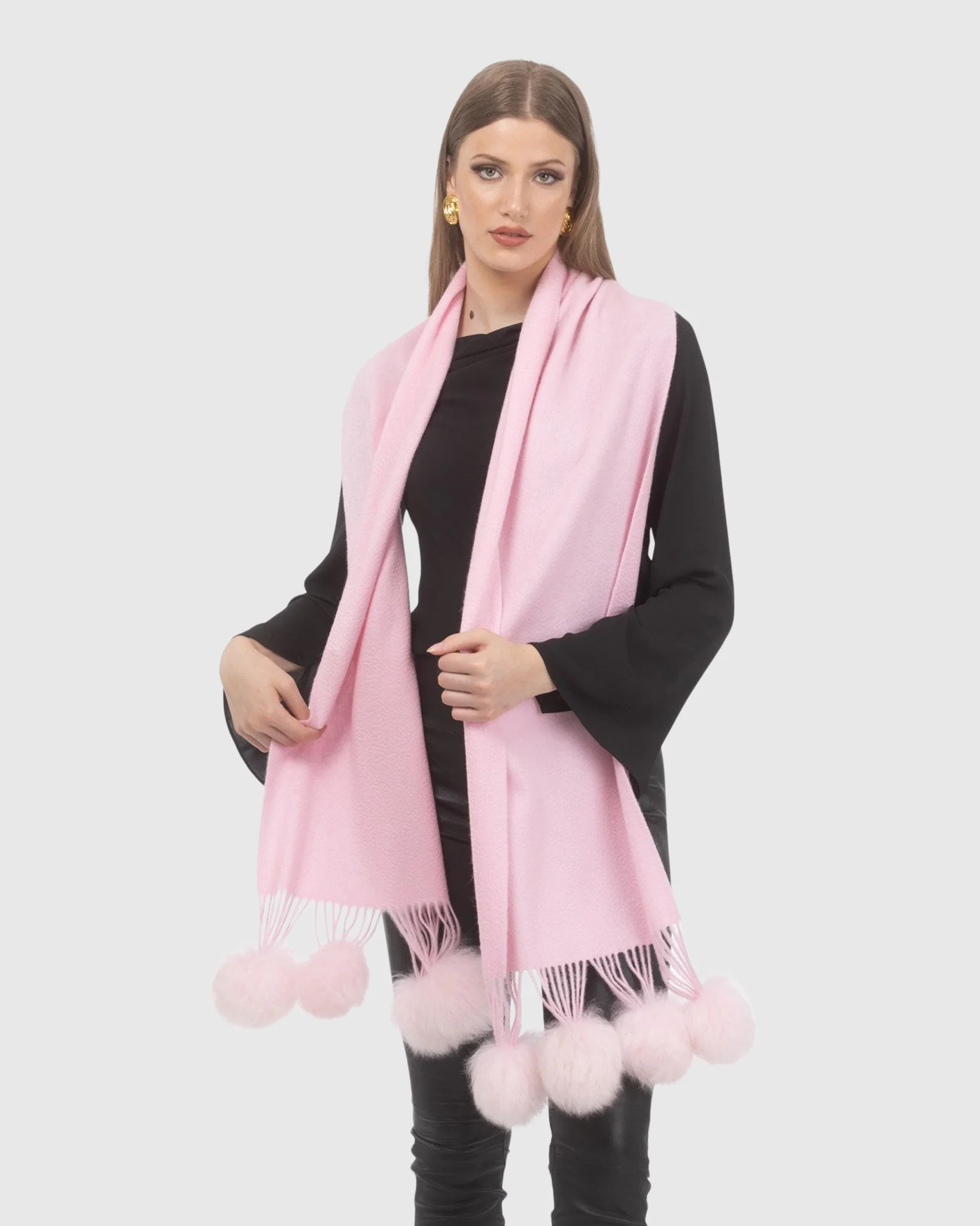 SELECT CASHMERE STOLE WITH SELECT LAMB POMPOMS - Image 29