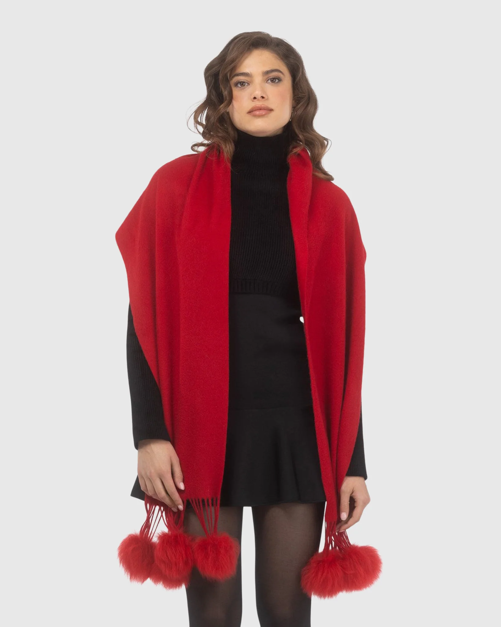SELECT CASHMERE STOLE WITH SELECT LAMB POMPOMS - Image 33