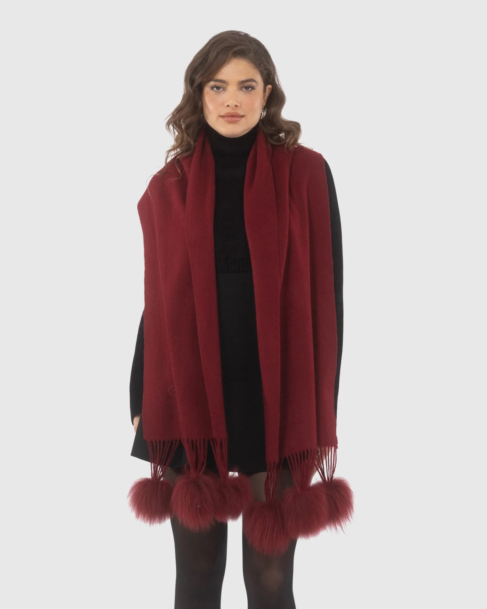 SELECT CASHMERE STOLE WITH SELECT LAMB POMPOMS - Image 39