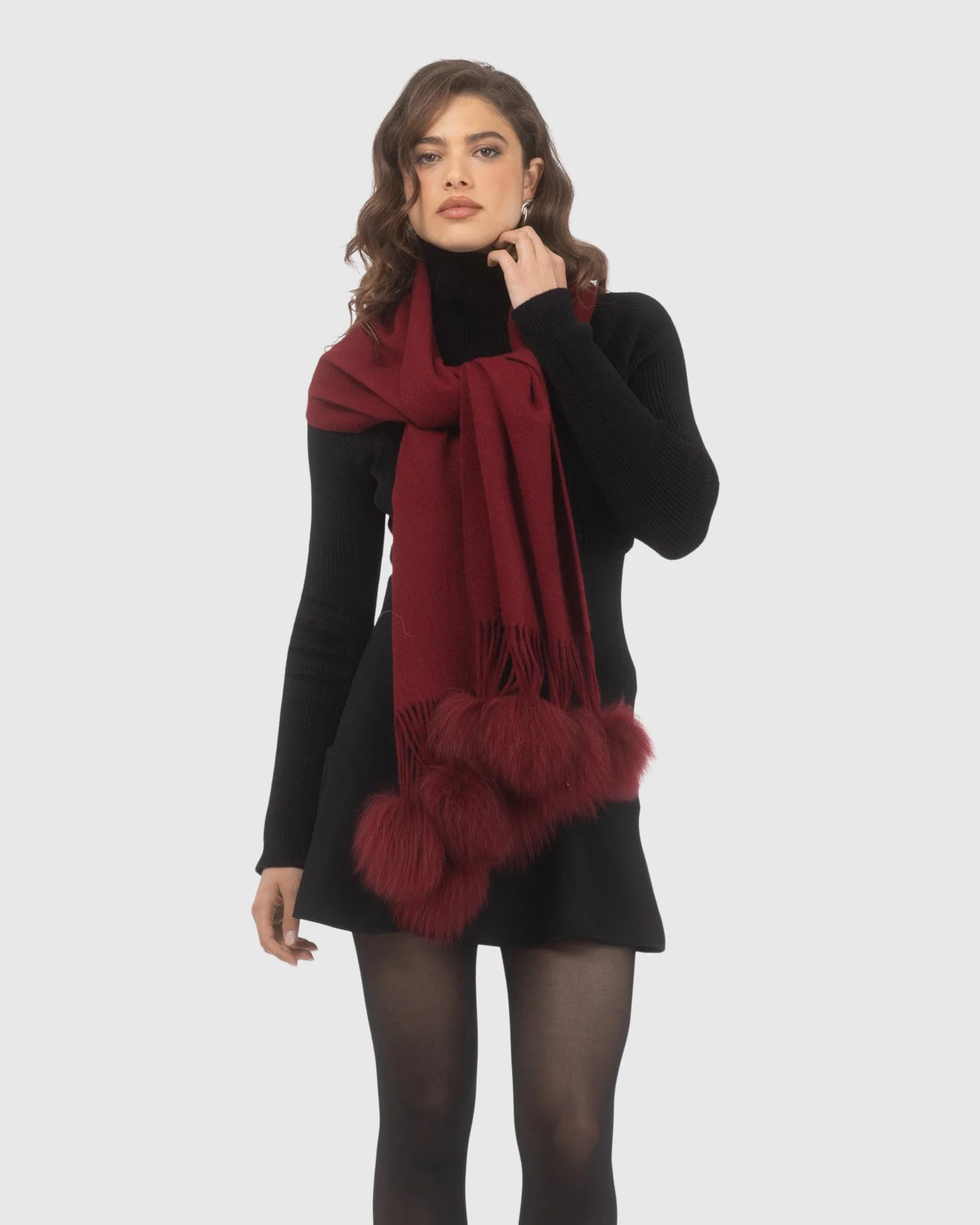 SELECT CASHMERE STOLE WITH SELECT LAMB POMPOMS - Image 41