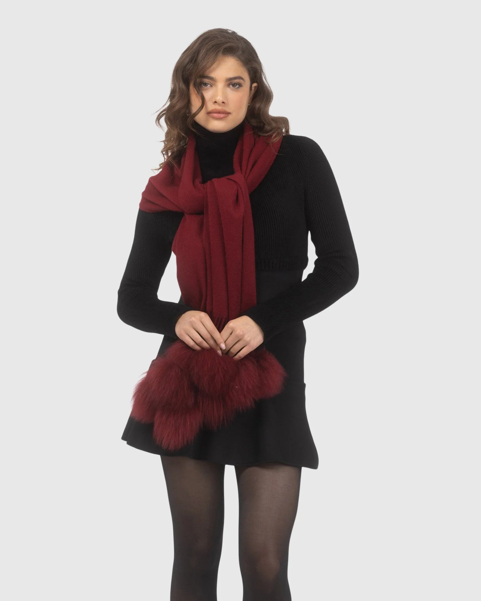 SELECT CASHMERE STOLE WITH SELECT LAMB POMPOMS - Image 42