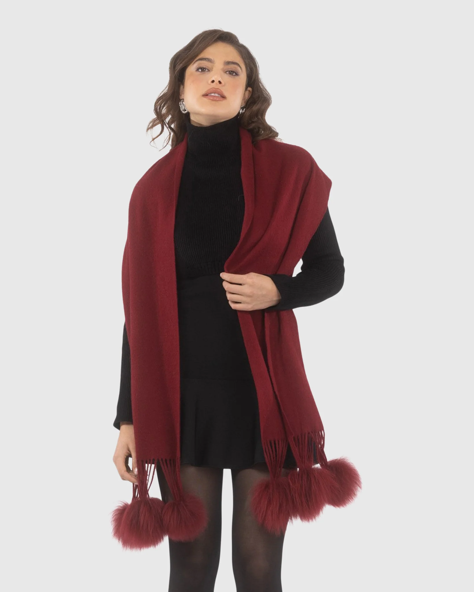 SELECT CASHMERE STOLE WITH SELECT LAMB POMPOMS - Image 43