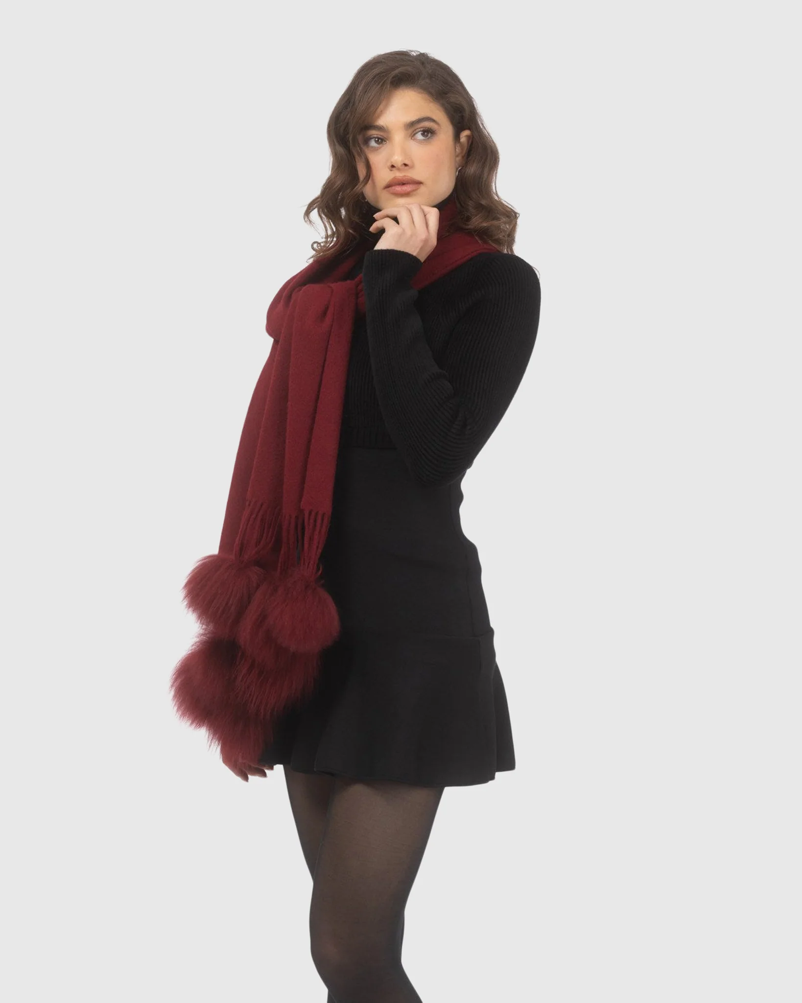 SELECT CASHMERE STOLE WITH SELECT LAMB POMPOMS - Image 44