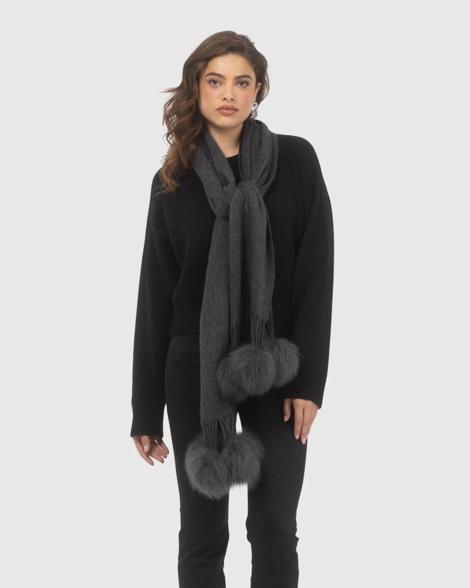 SELECT CASHMERE STOLE WITH SELECT LAMB POMPOMS - Image 50
